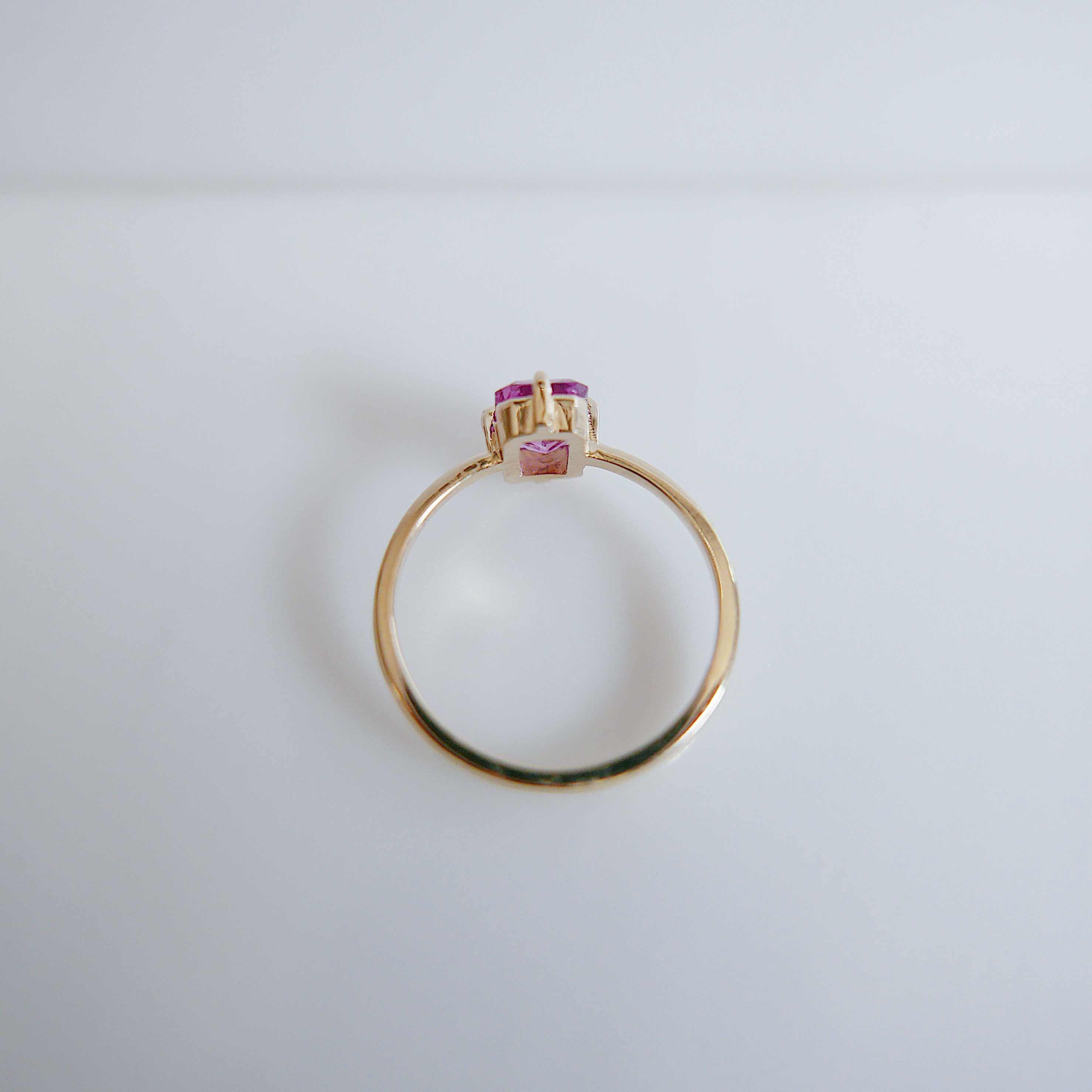 OOAK Pink Radiant Sapphire Solitaire Ring