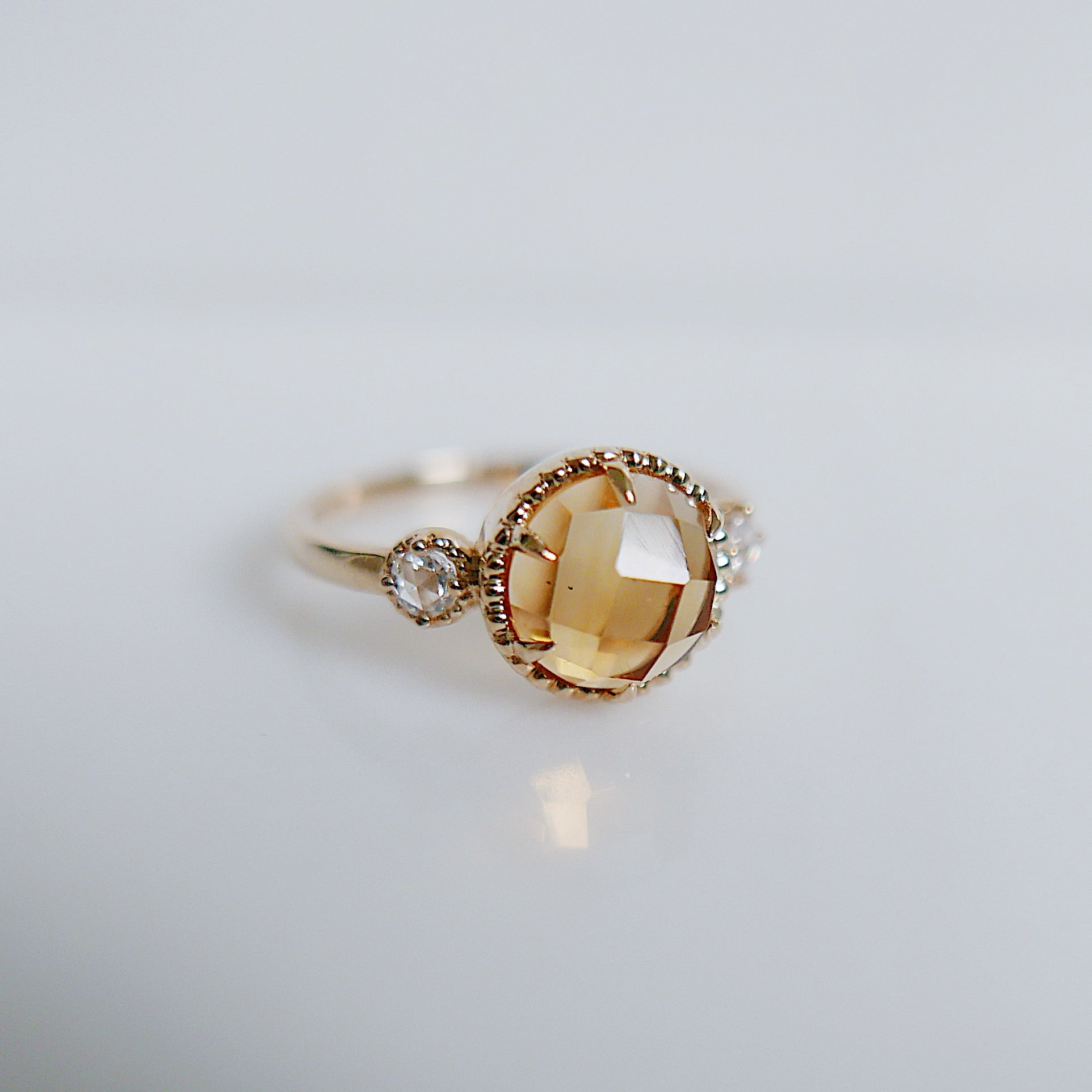 Celeste Rosecut Citrine and rosecut diamond ring