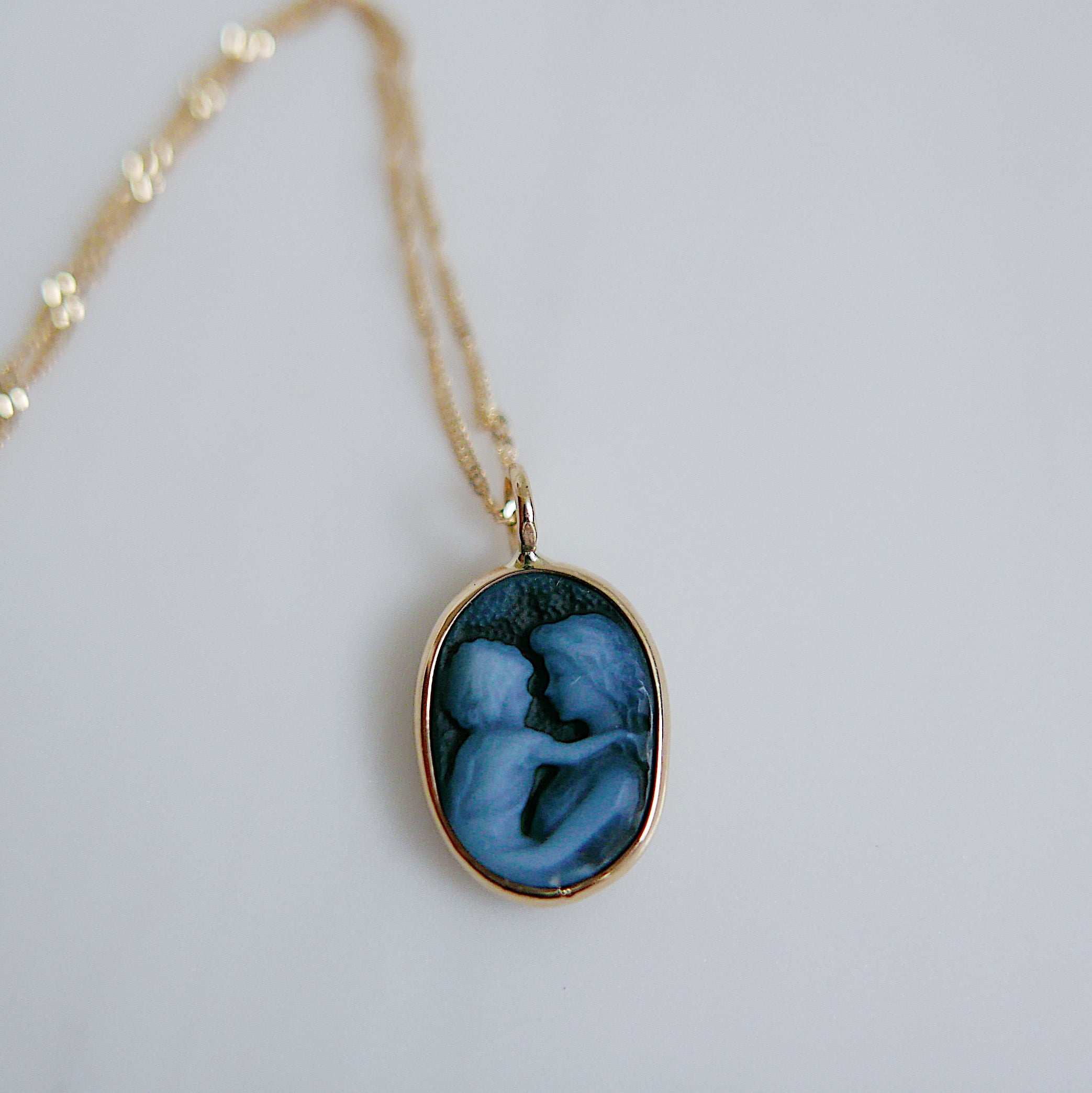 Black Agate Mother and Child Pendant