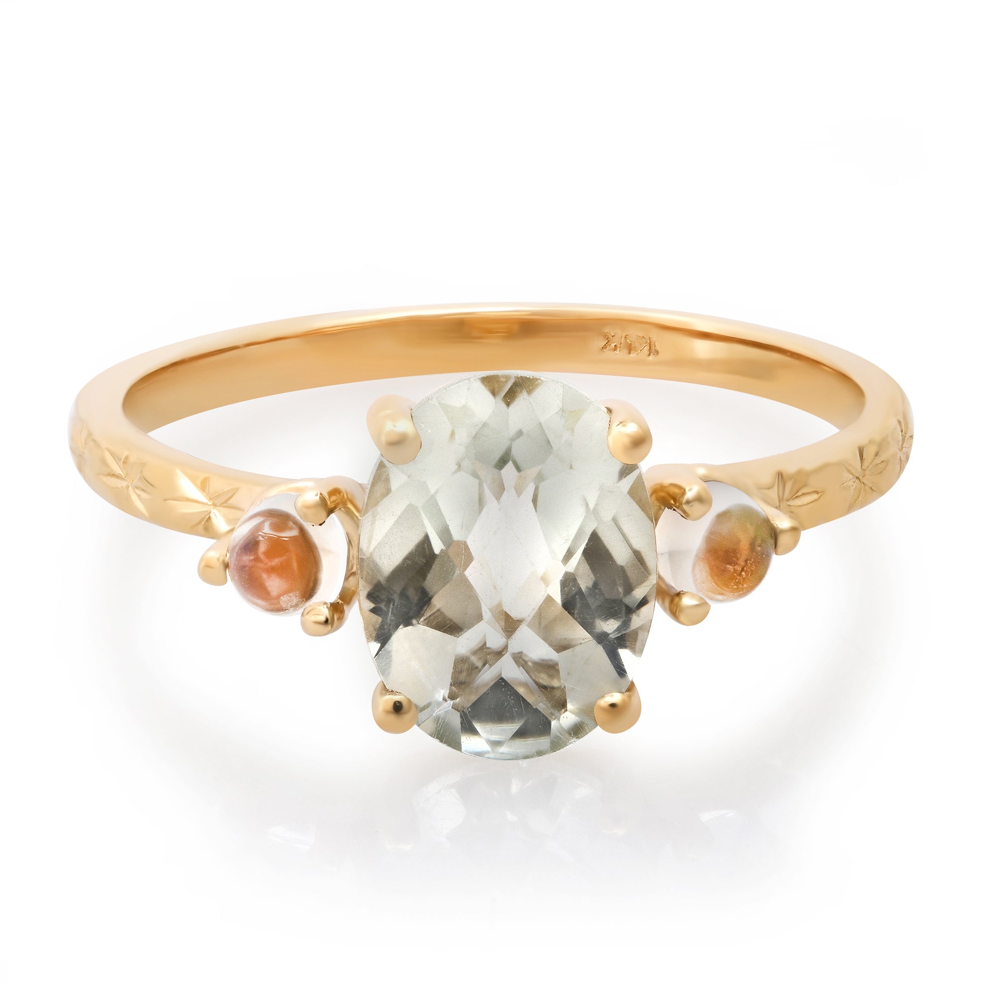 OOAK Twilight Green Amethyst and Moonstone Ring