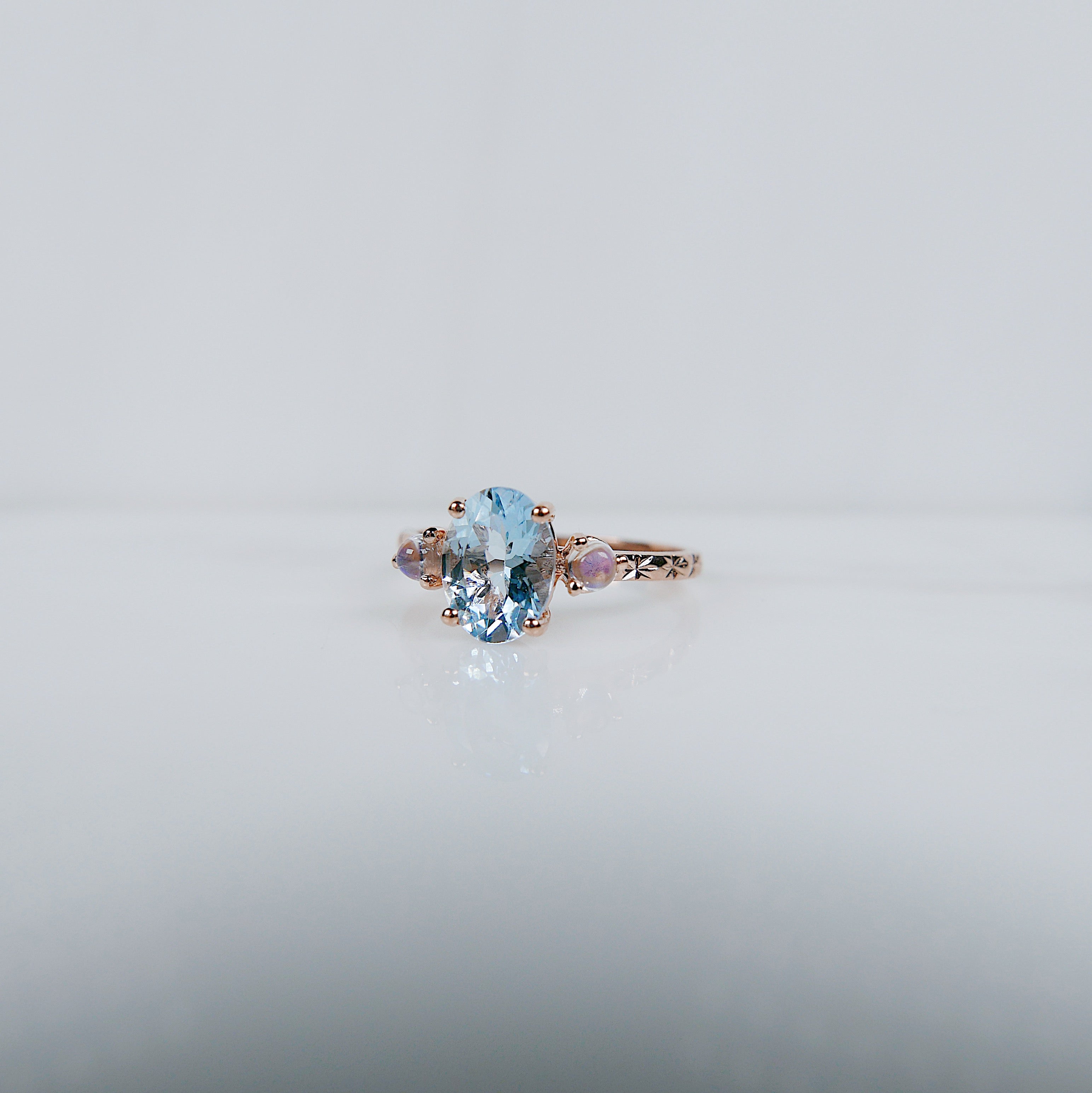 OOAK Twilight Aquamarine and Moonstone Ring