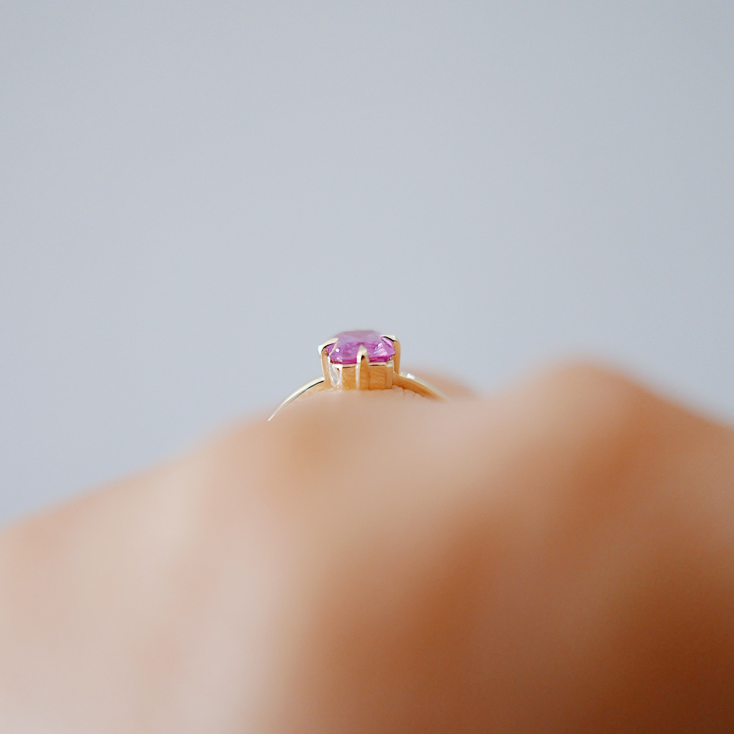 OOAK Pink Radiant Sapphire Solitaire Ring