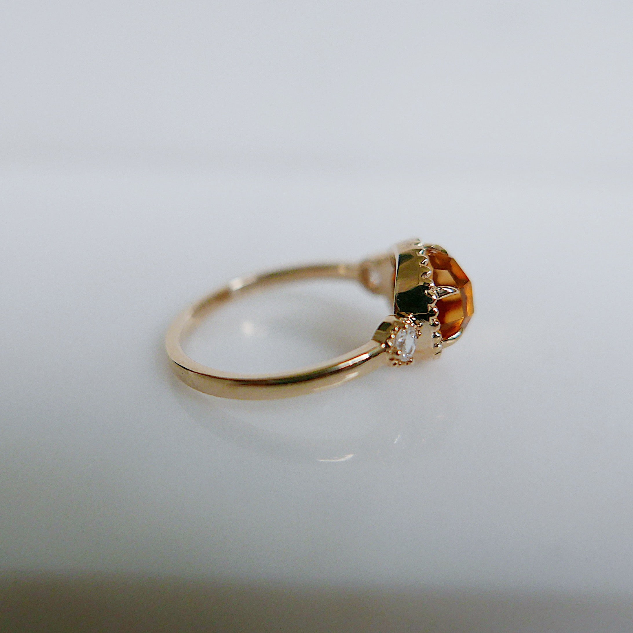 Celeste Rosecut Citrine and rosecut diamond ring