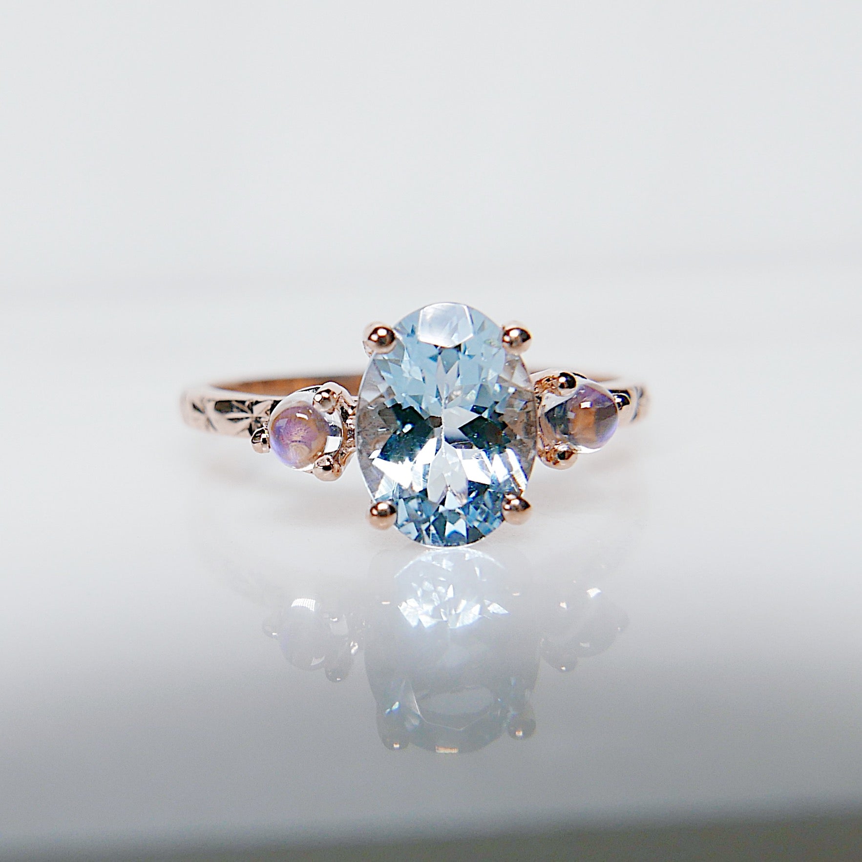 OOAK Twilight Aquamarine and Moonstone Ring