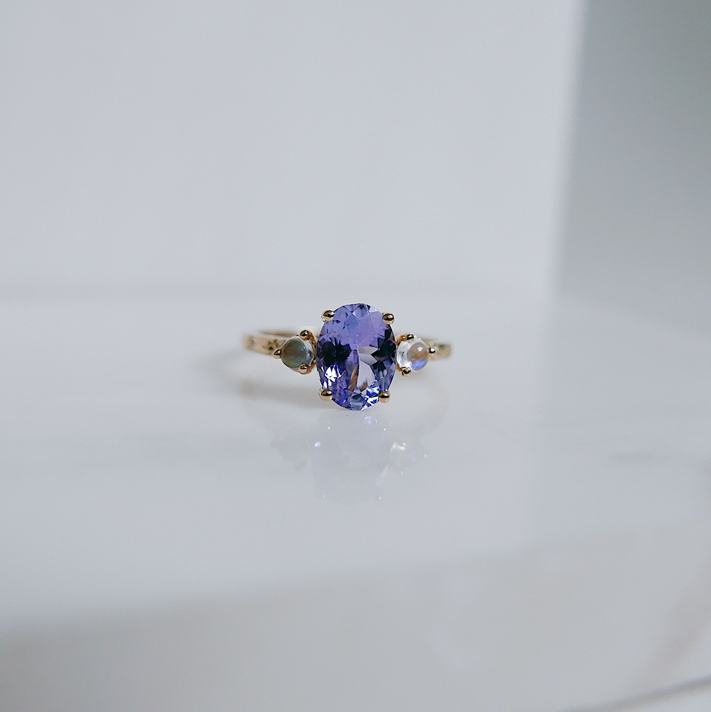 OOAK Twilight Tanzanite and Moonstone Ring