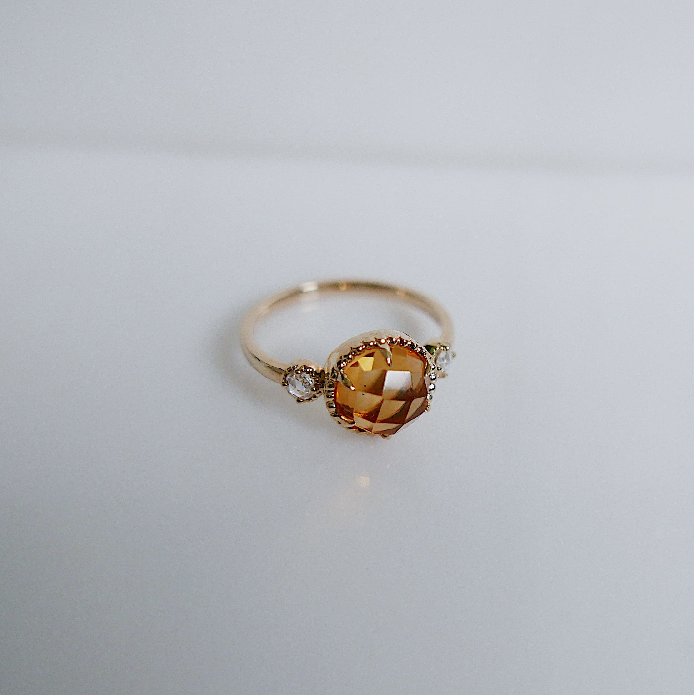 Celeste Rosecut Citrine and rosecut diamond ring