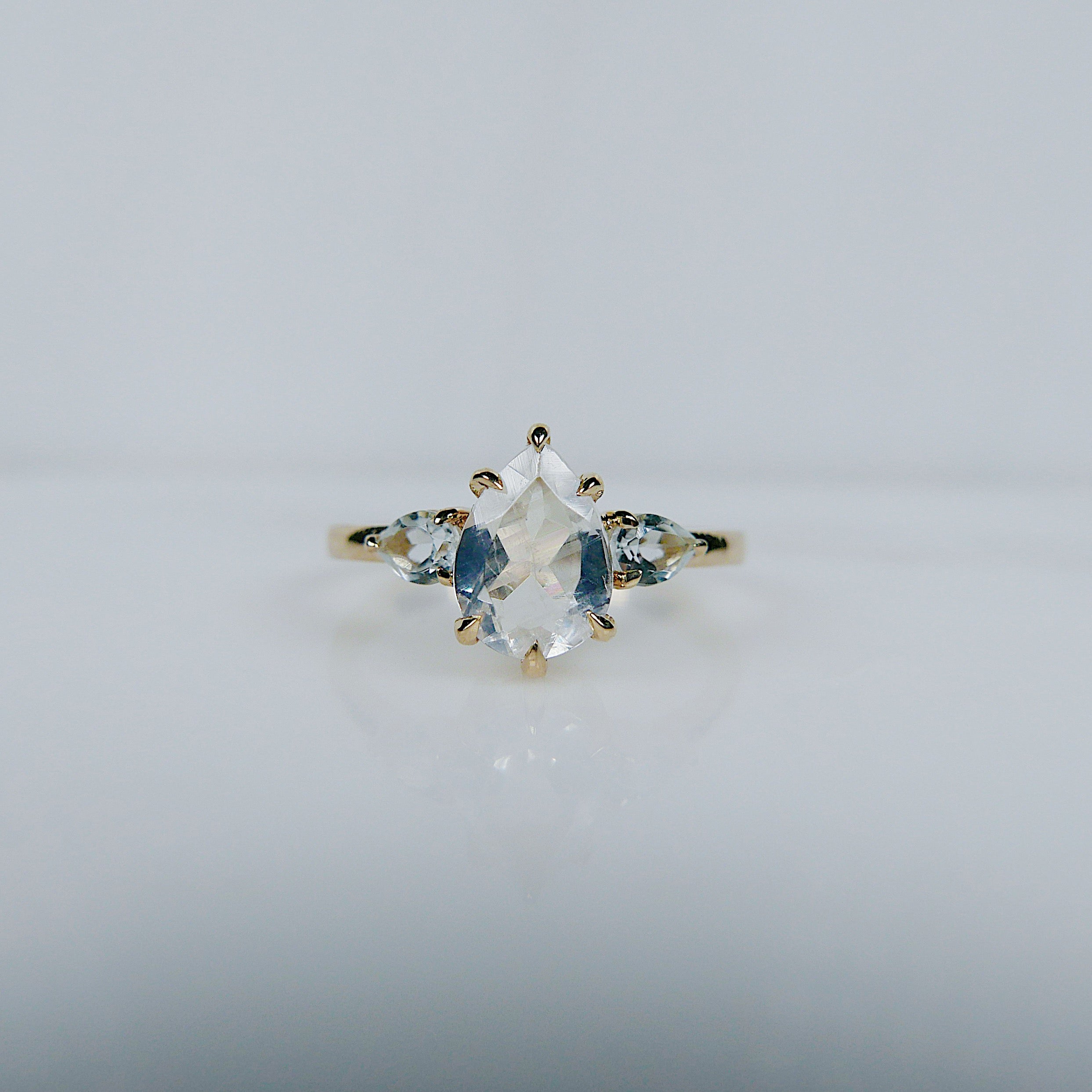 Anjou Moonstone and Aquamarine Ring