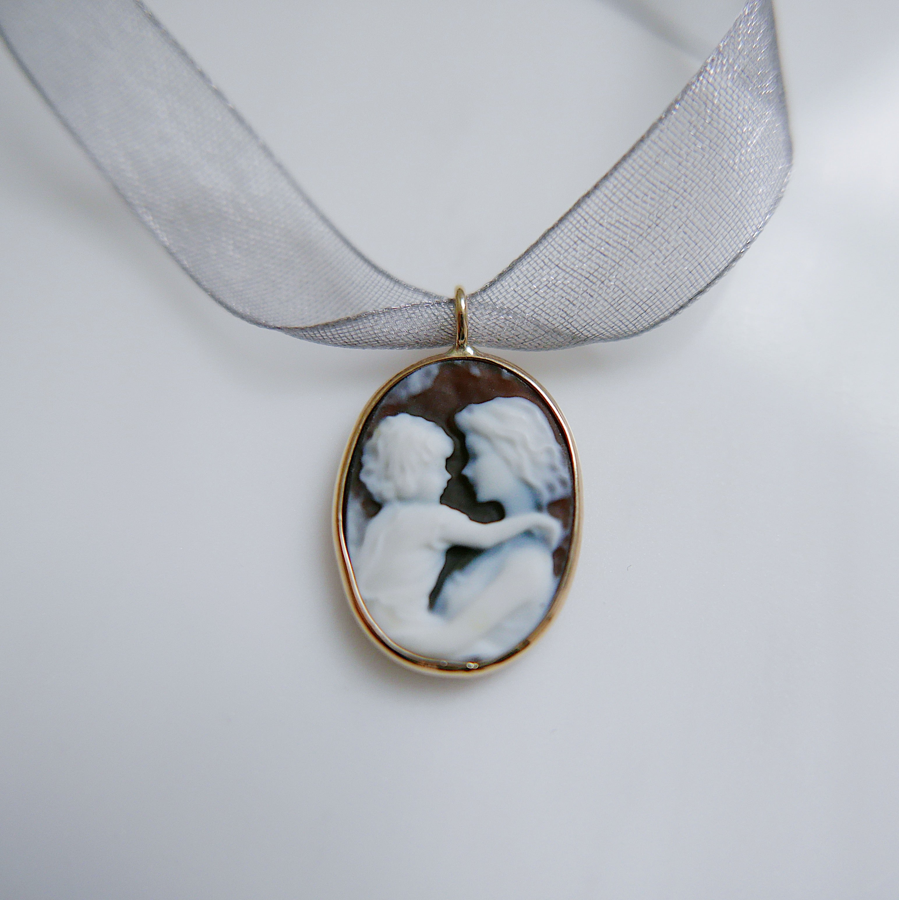 Brown Agate Mother and Child Pendant