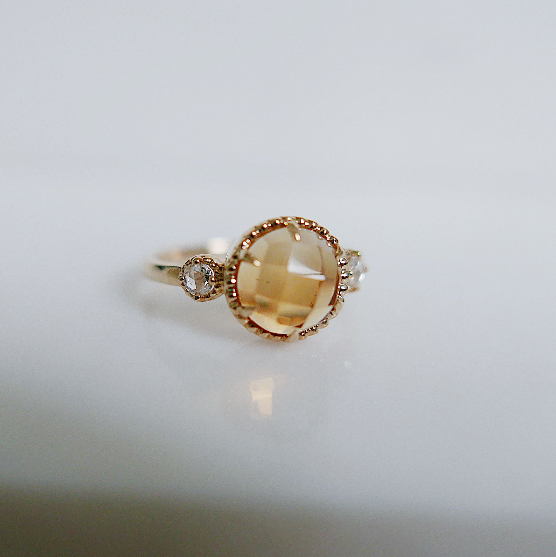 Celeste Rosecut Citrine and rosecut diamond ring