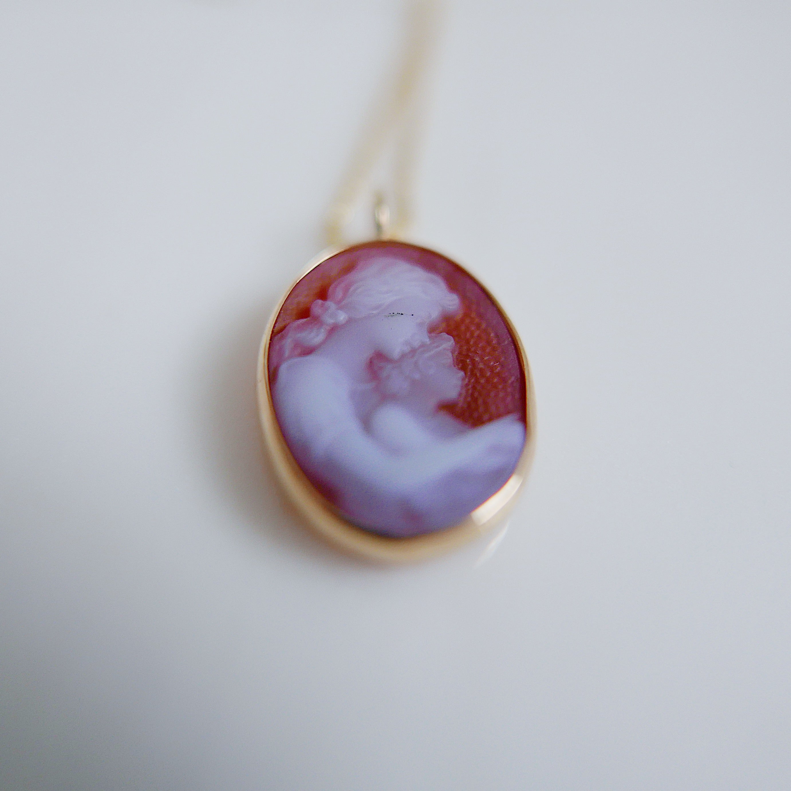 Orange Agate Mother and Child Pendant