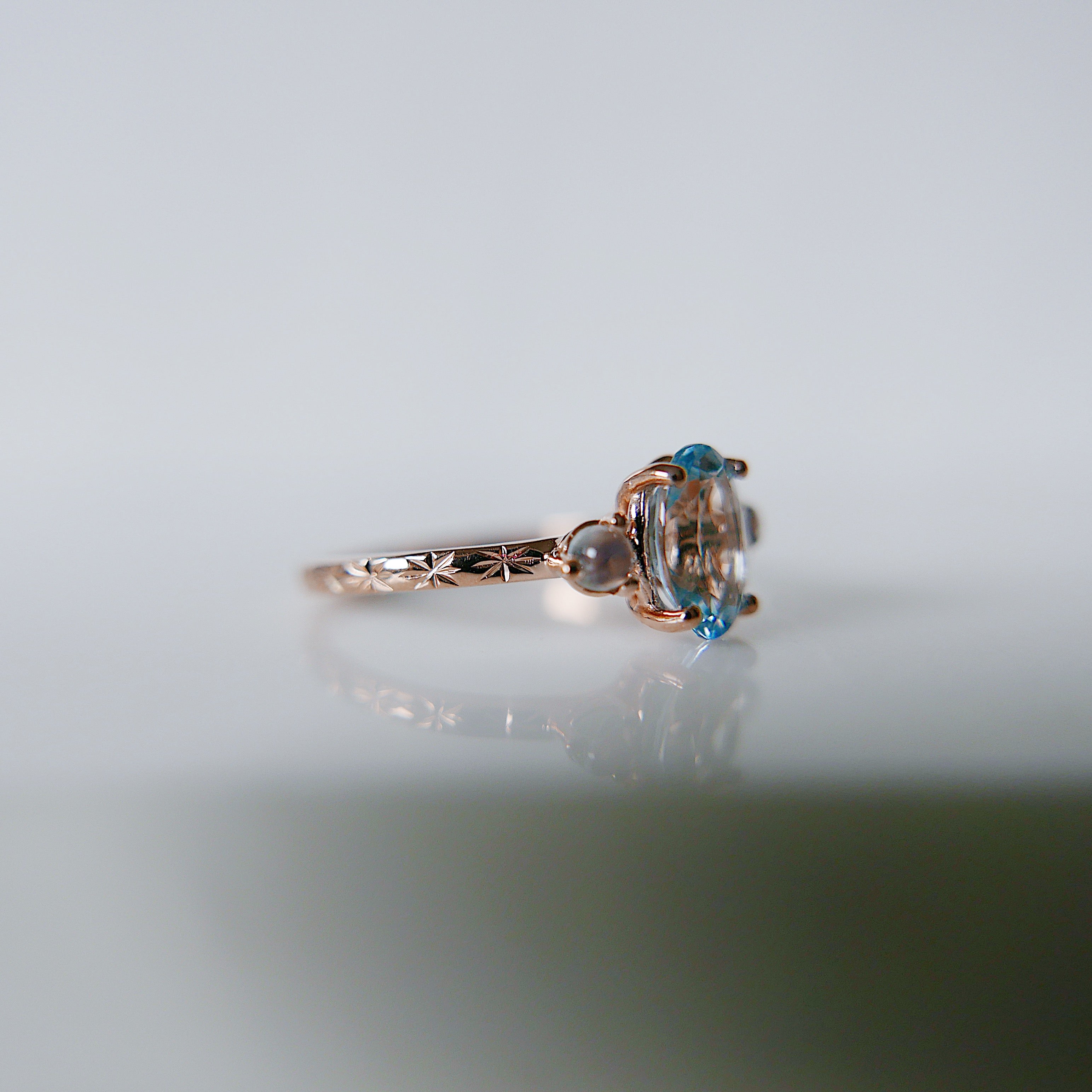 OOAK Twilight Aquamarine and Moonstone Ring