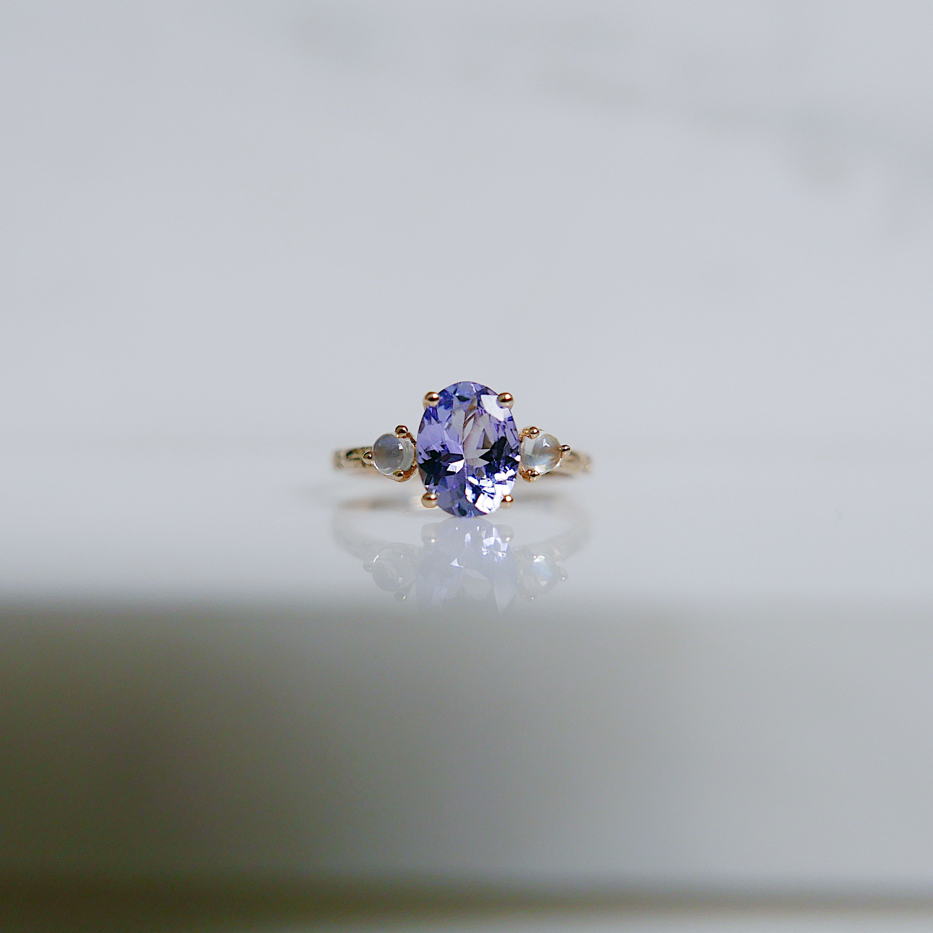 OOAK Twilight Tanzanite and Moonstone Ring