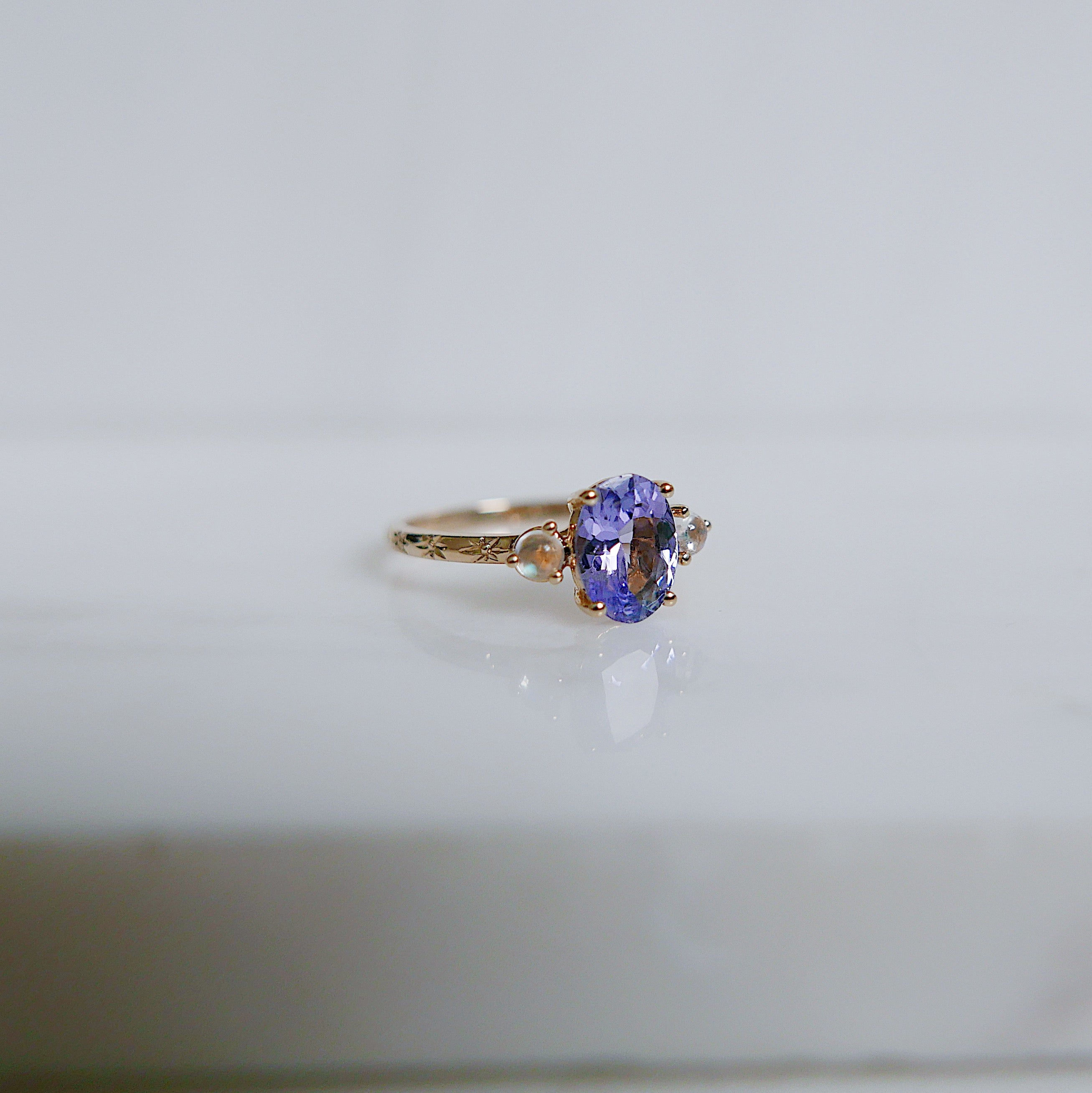 OOAK Twilight Tanzanite and Moonstone Ring