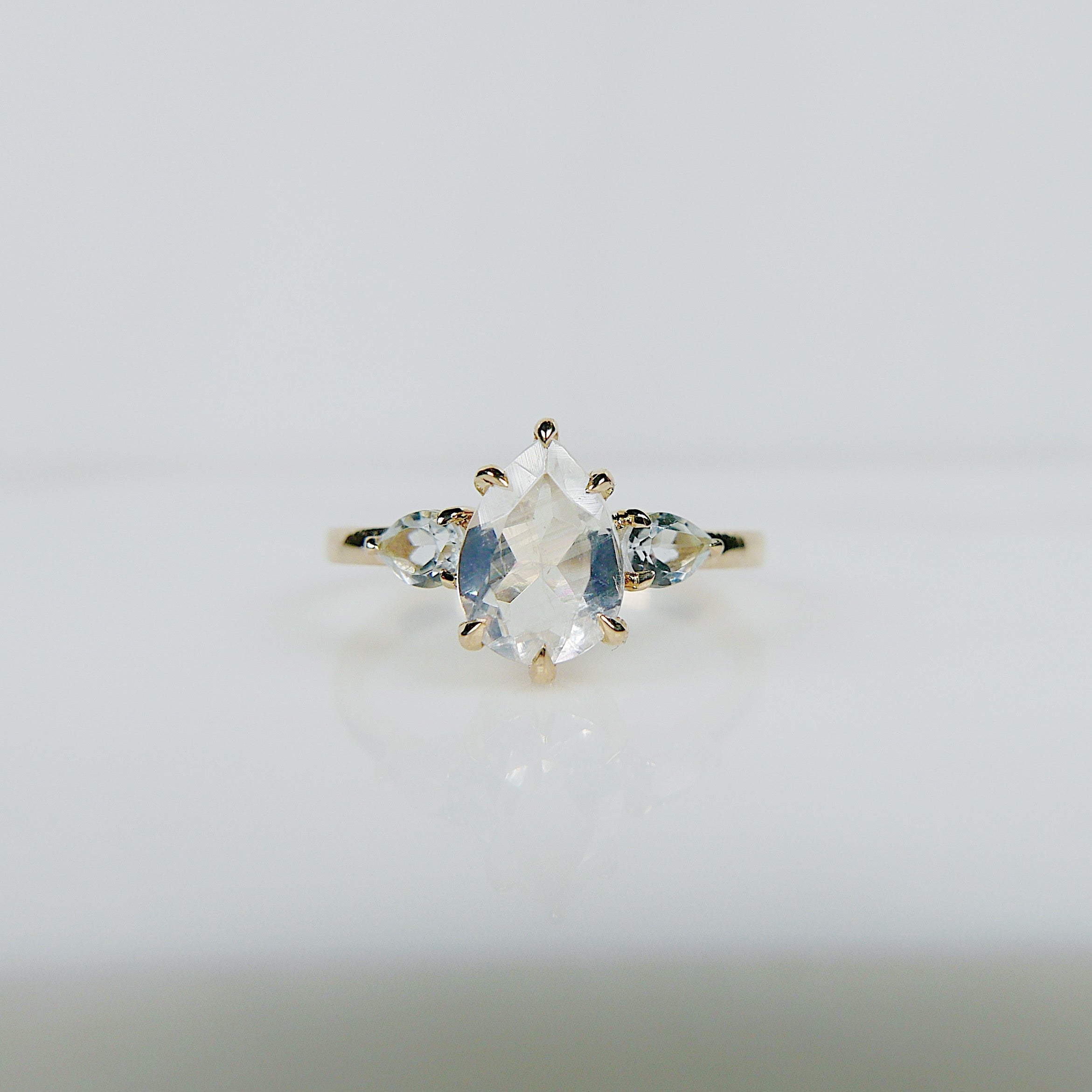 Anjou Moonstone and Aquamarine Ring