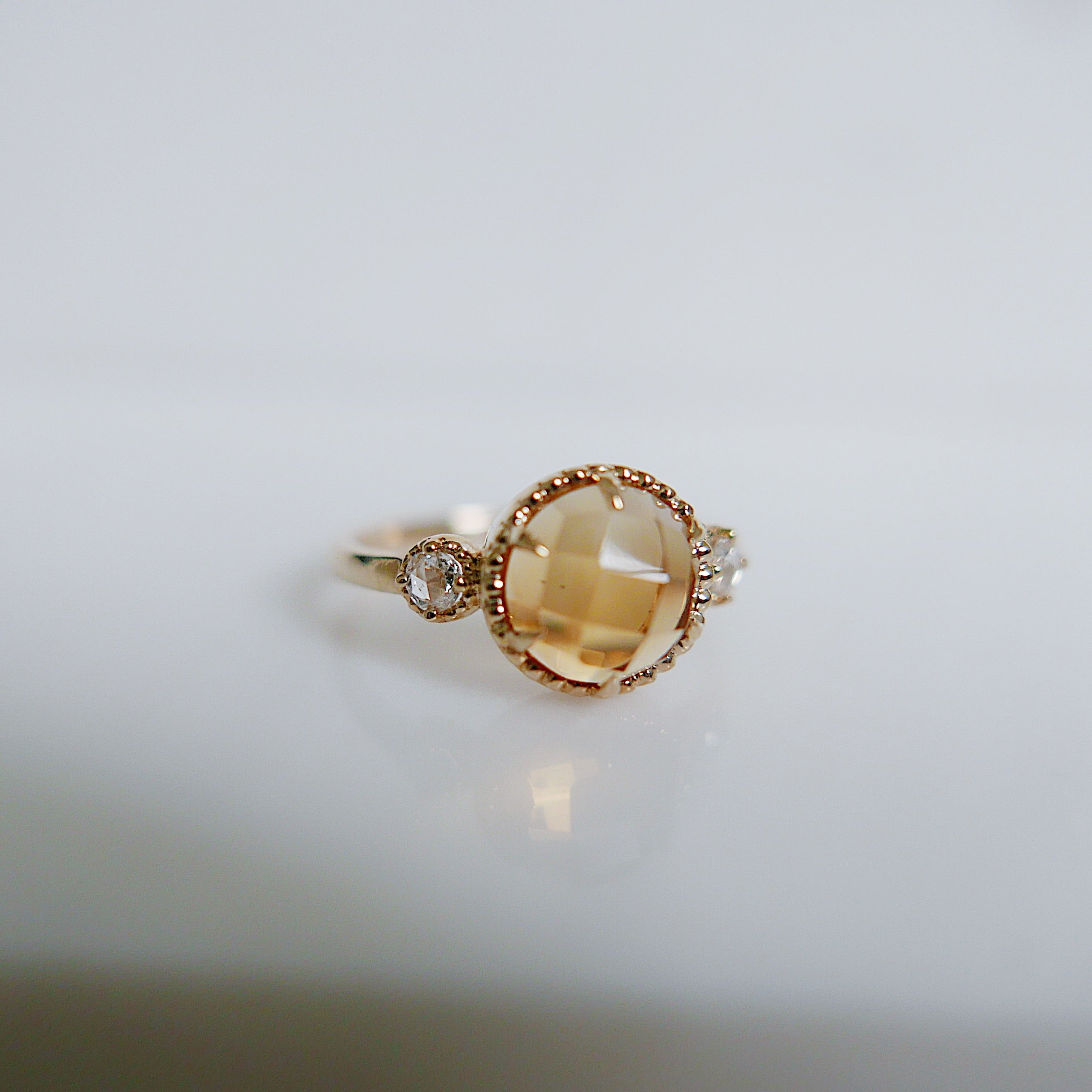 Celeste Rosecut Citrine and rosecut diamond ring