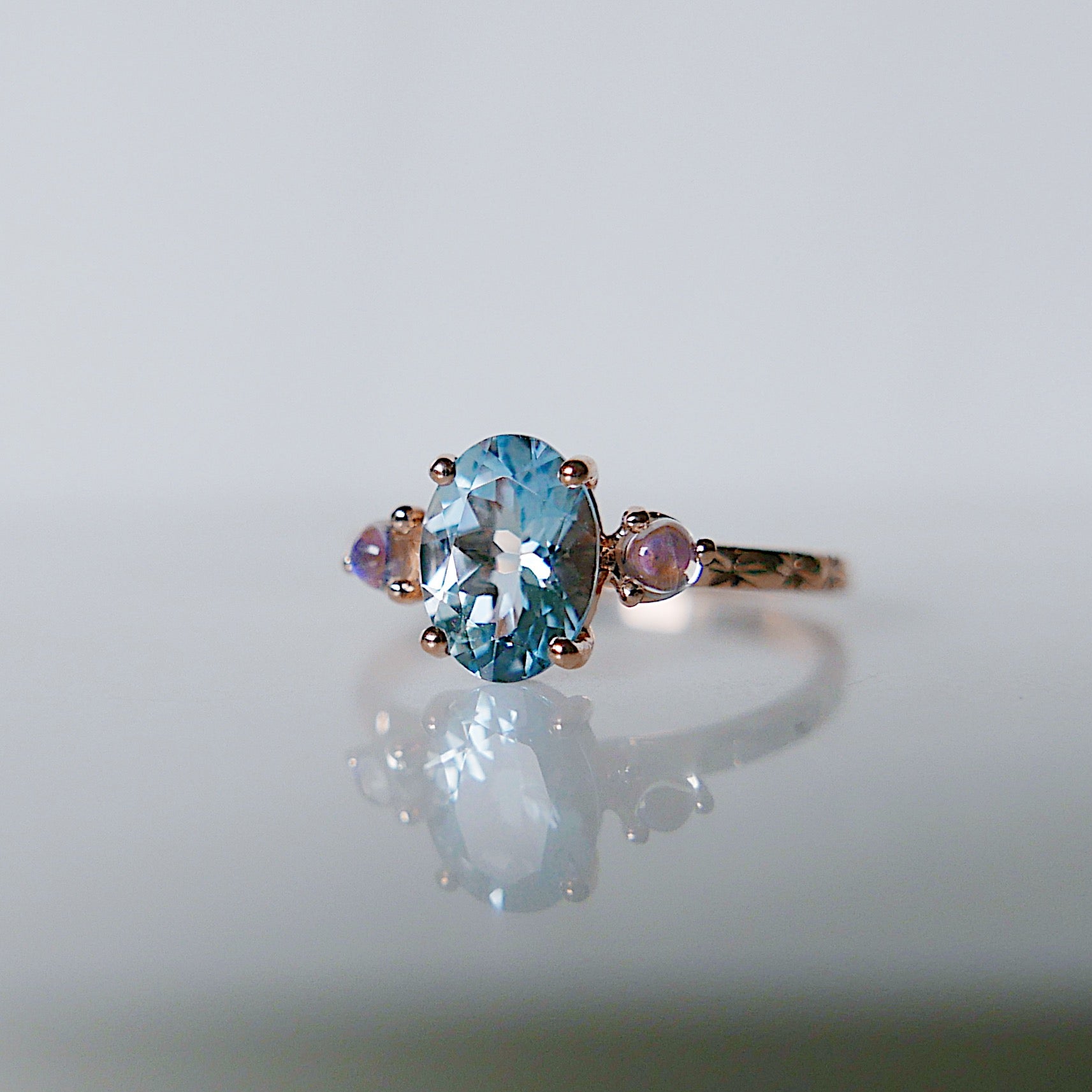 OOAK Twilight Aquamarine and Moonstone Ring