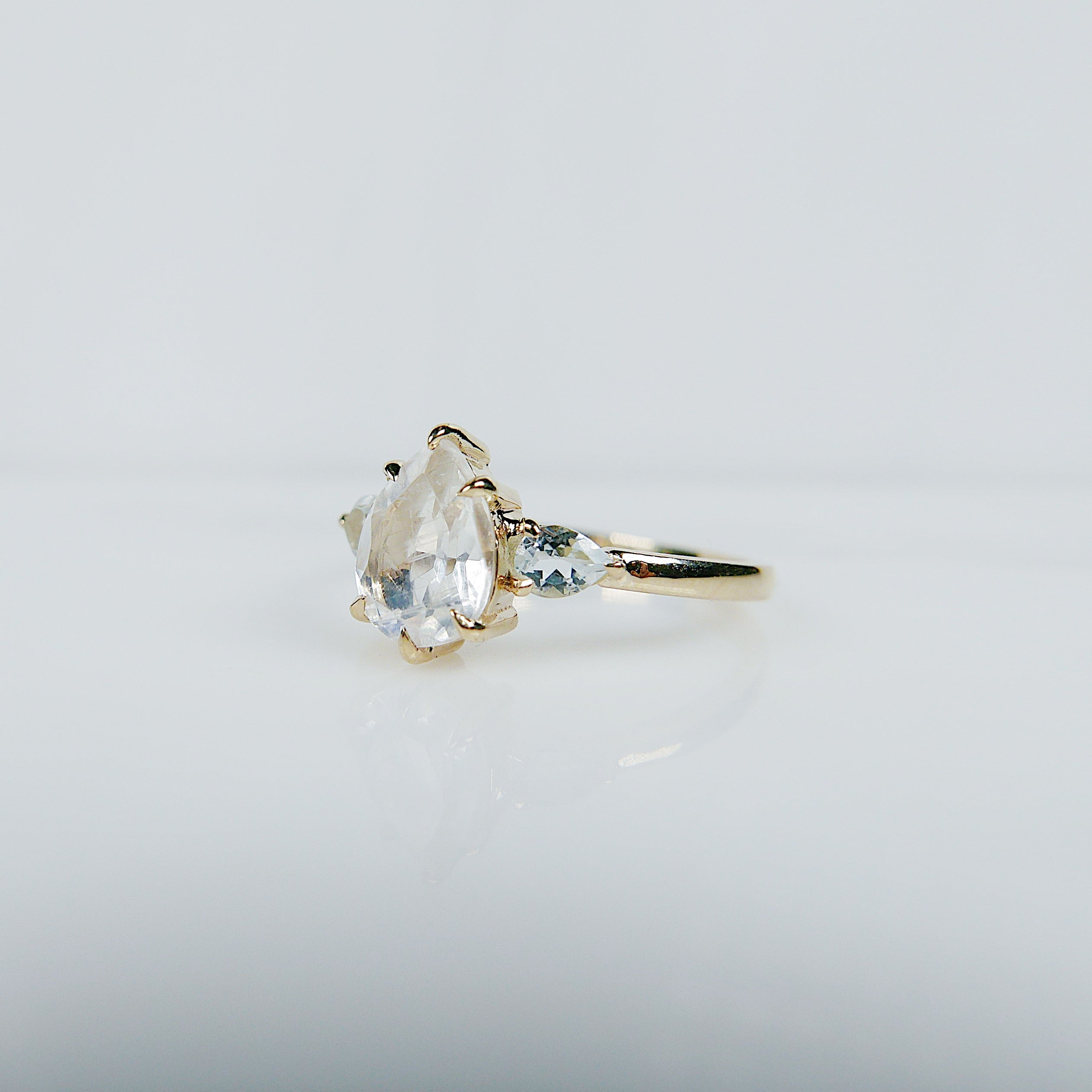 Anjou Moonstone and Aquamarine Ring