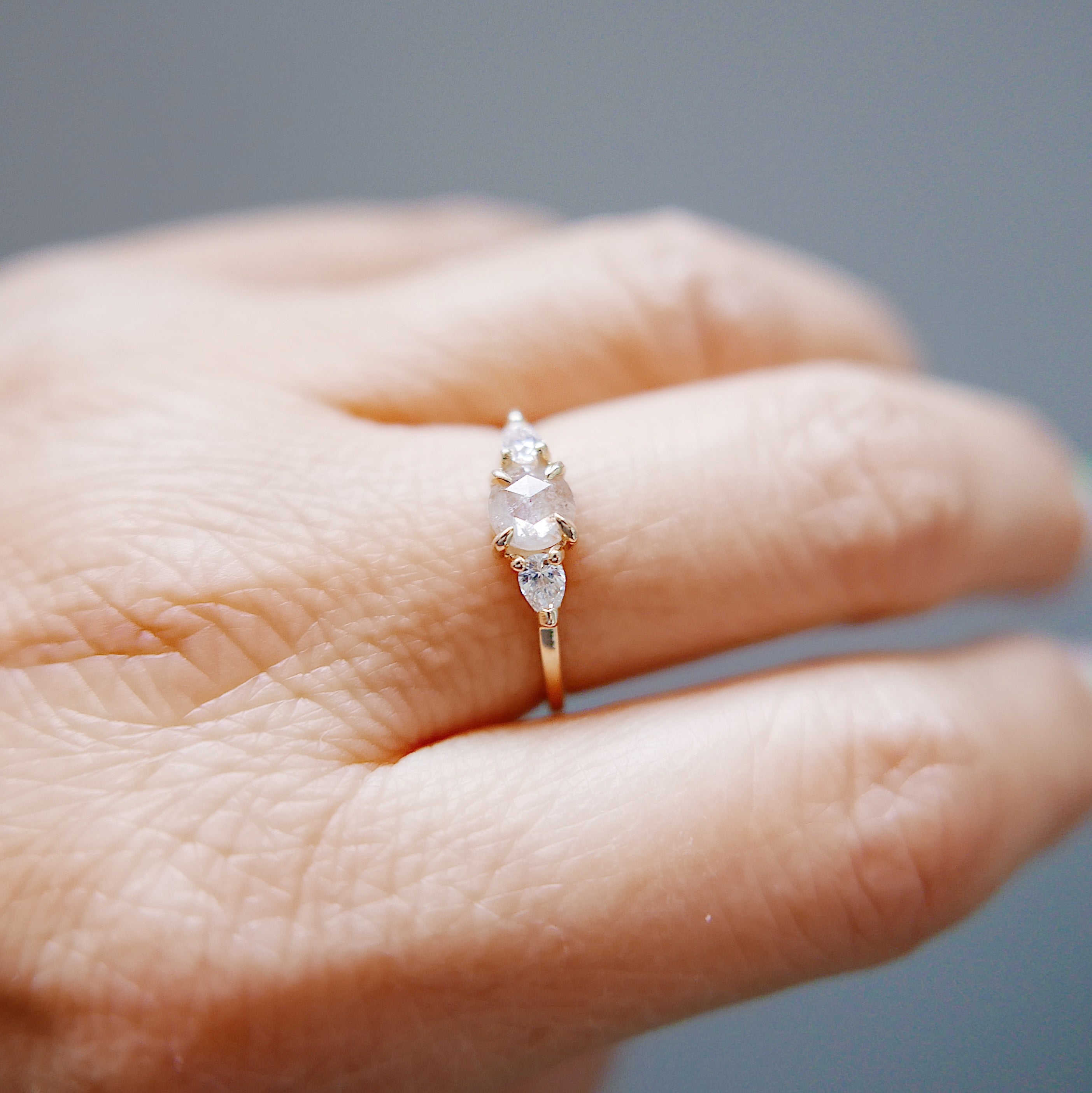 Penelope OOAK Rosecut Gray Diamond Ring