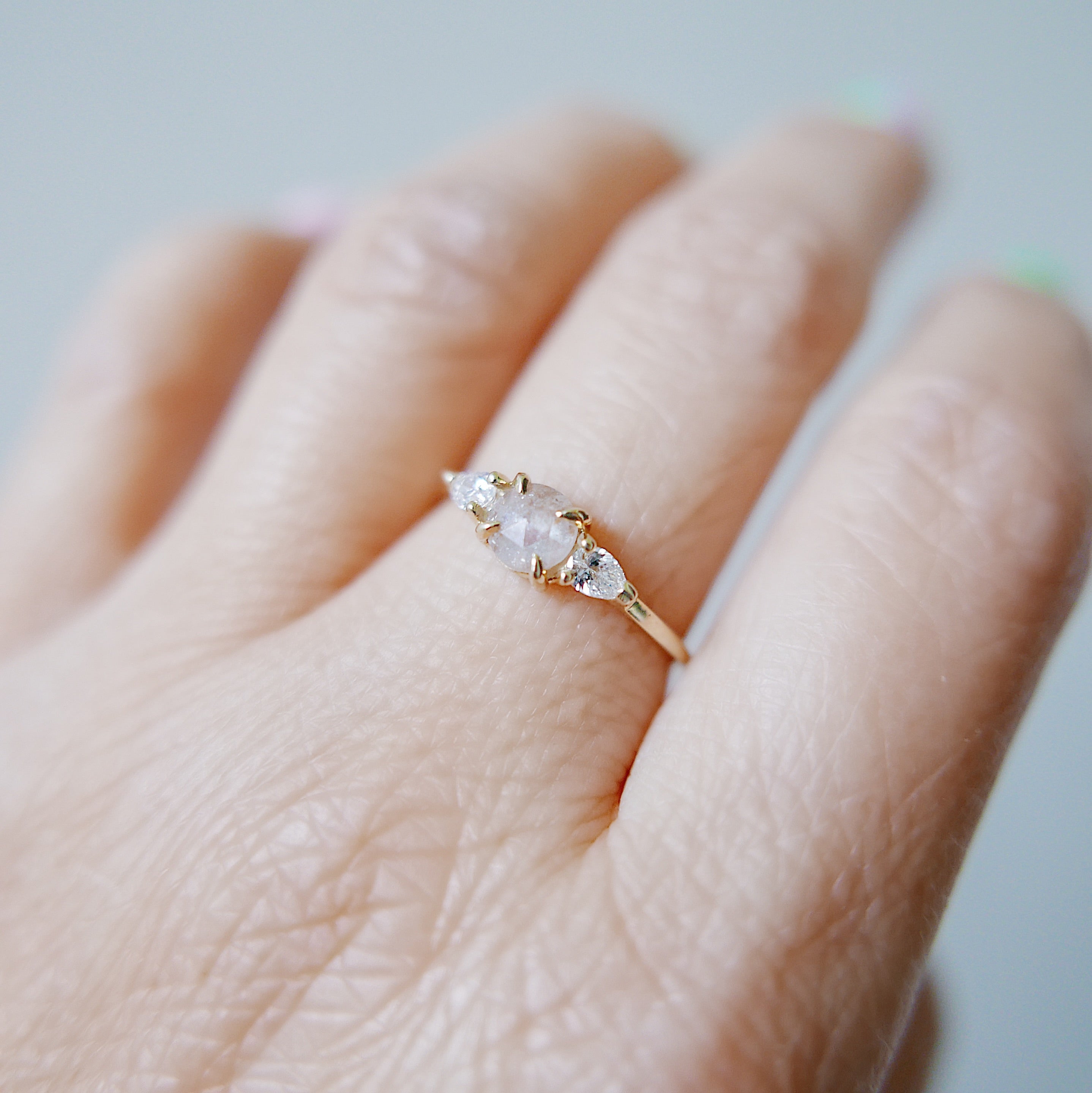 Penelope OOAK Rosecut Gray Diamond Ring