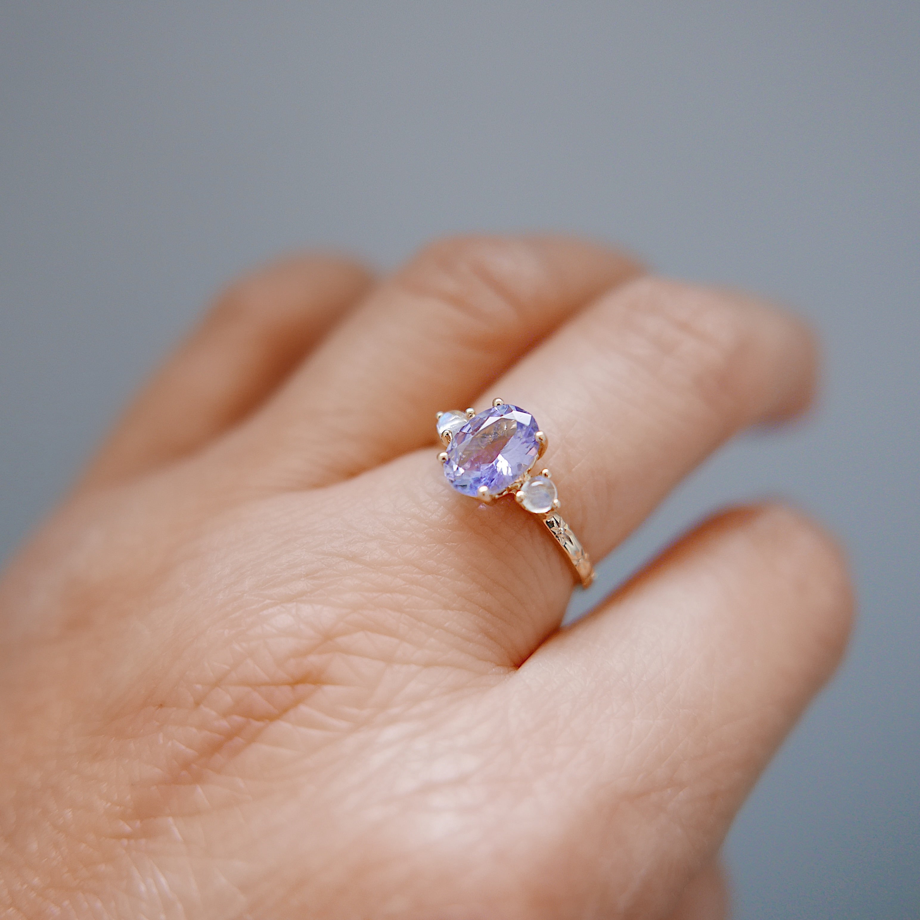 OOAK Twilight Tanzanite and Moonstone Ring