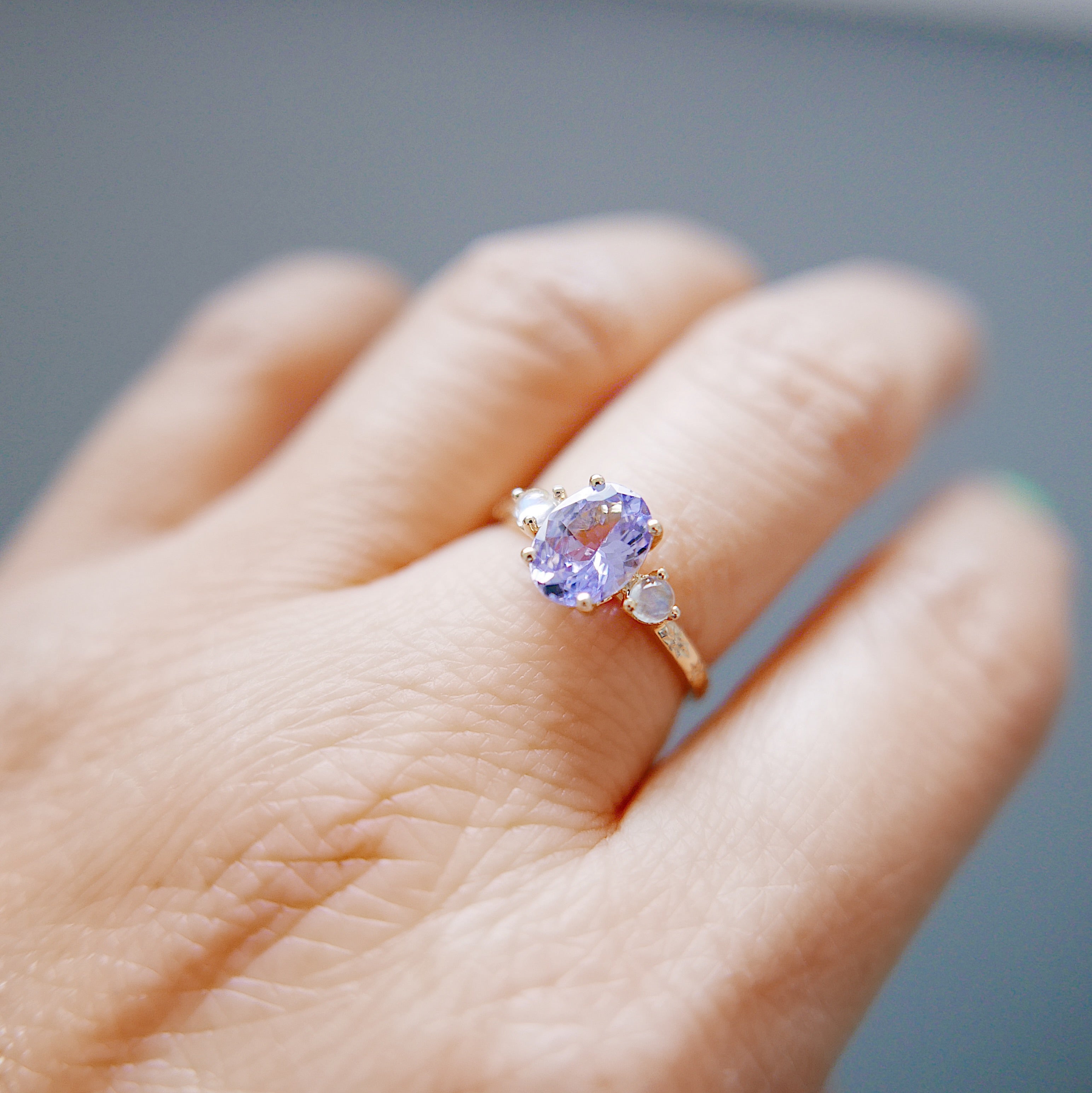 OOAK Twilight Tanzanite and Moonstone Ring