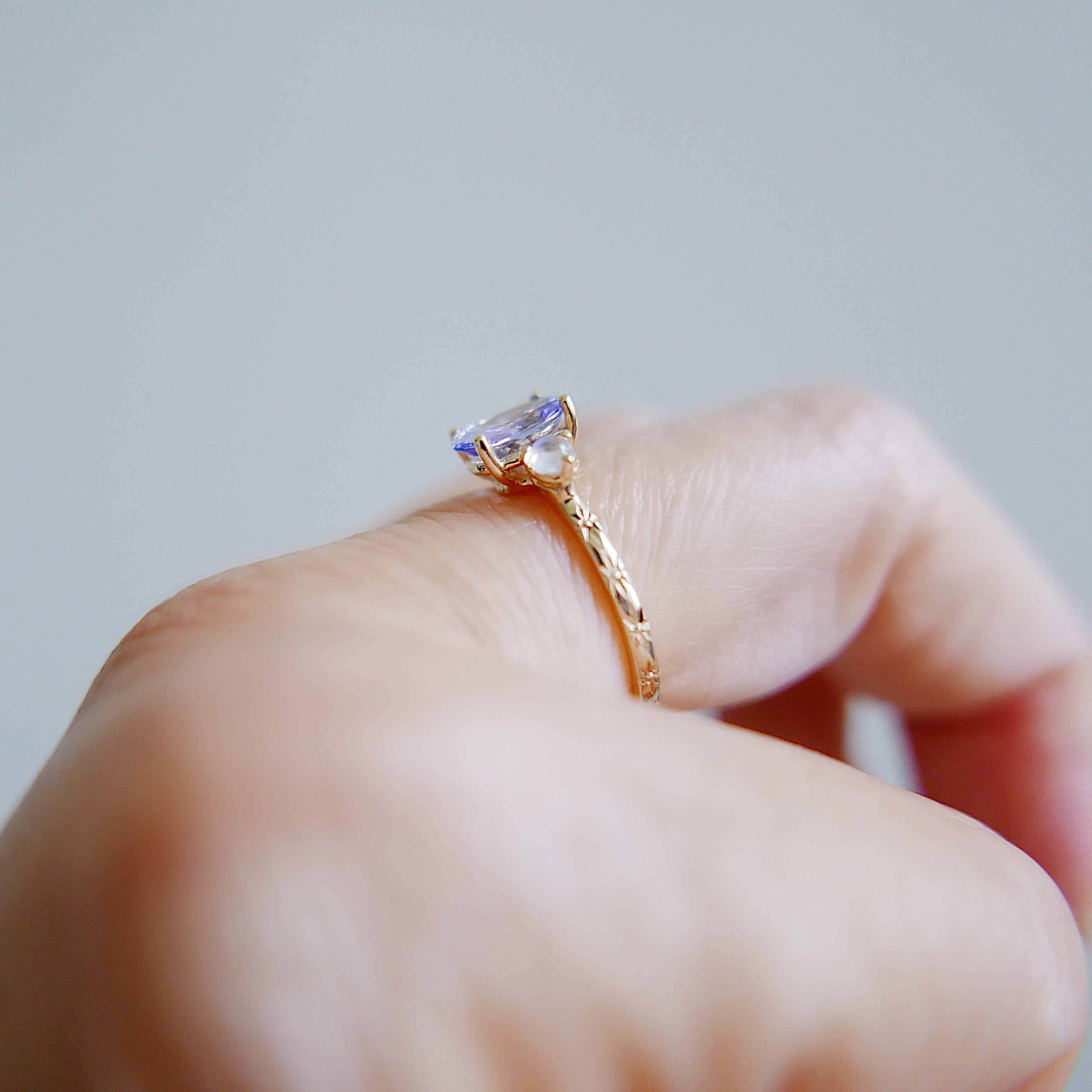 OOAK Twilight Tanzanite and Moonstone Ring