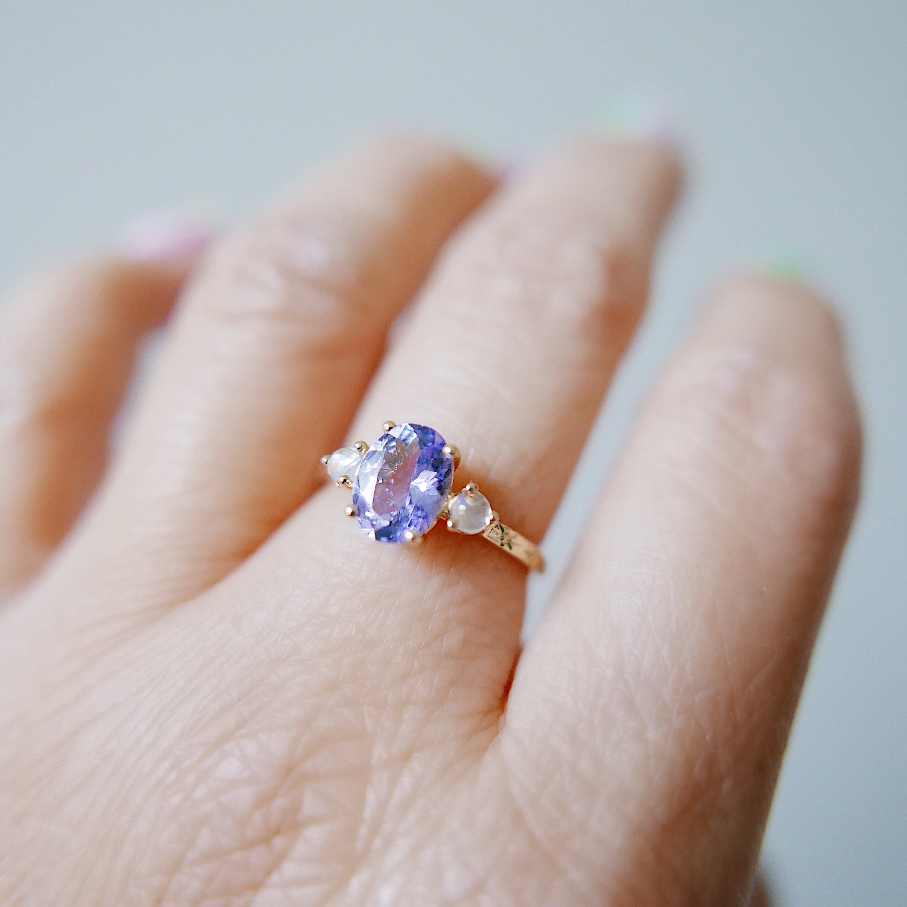 OOAK Twilight Tanzanite and Moonstone Ring