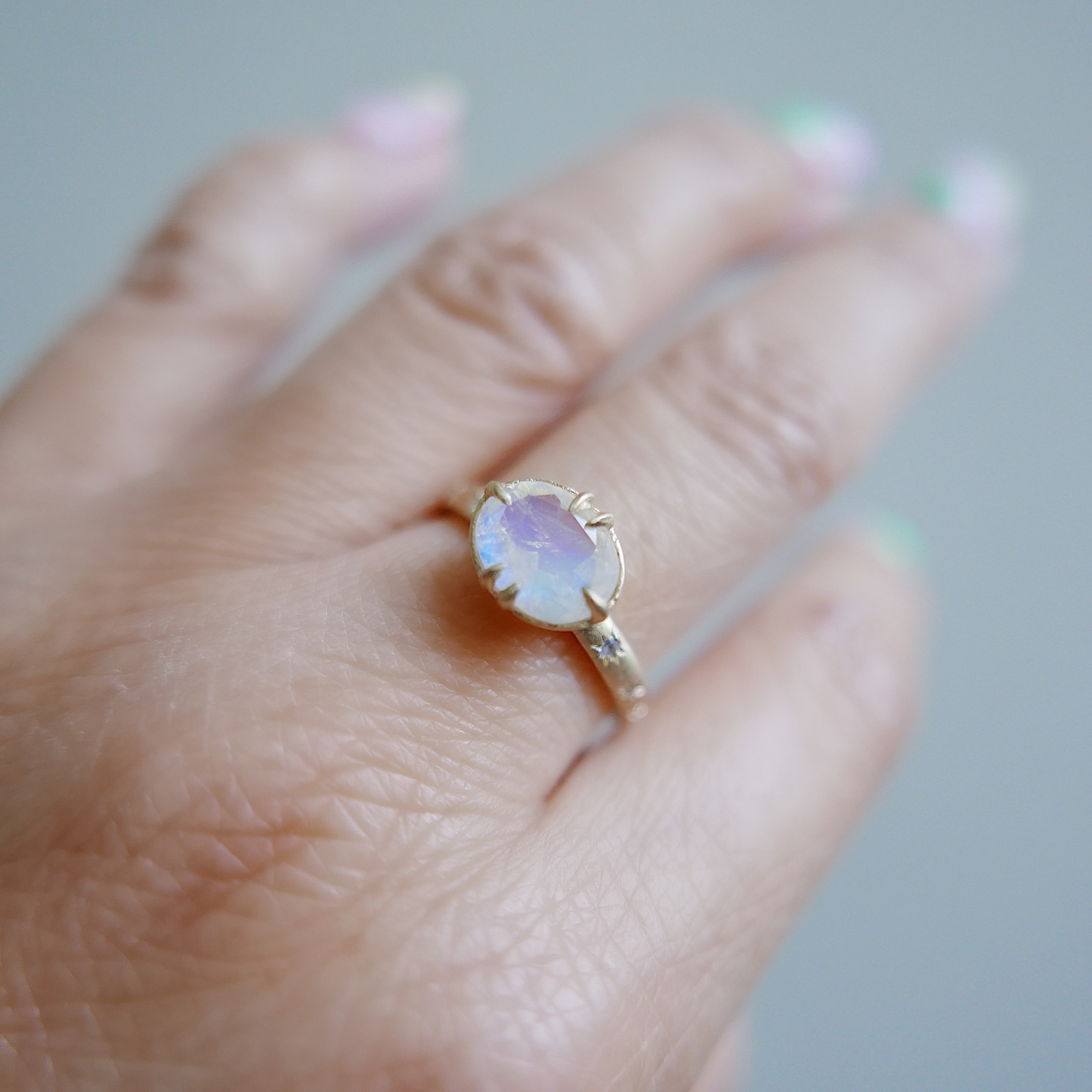 Ayla Moonstone and Tanzanite Ring