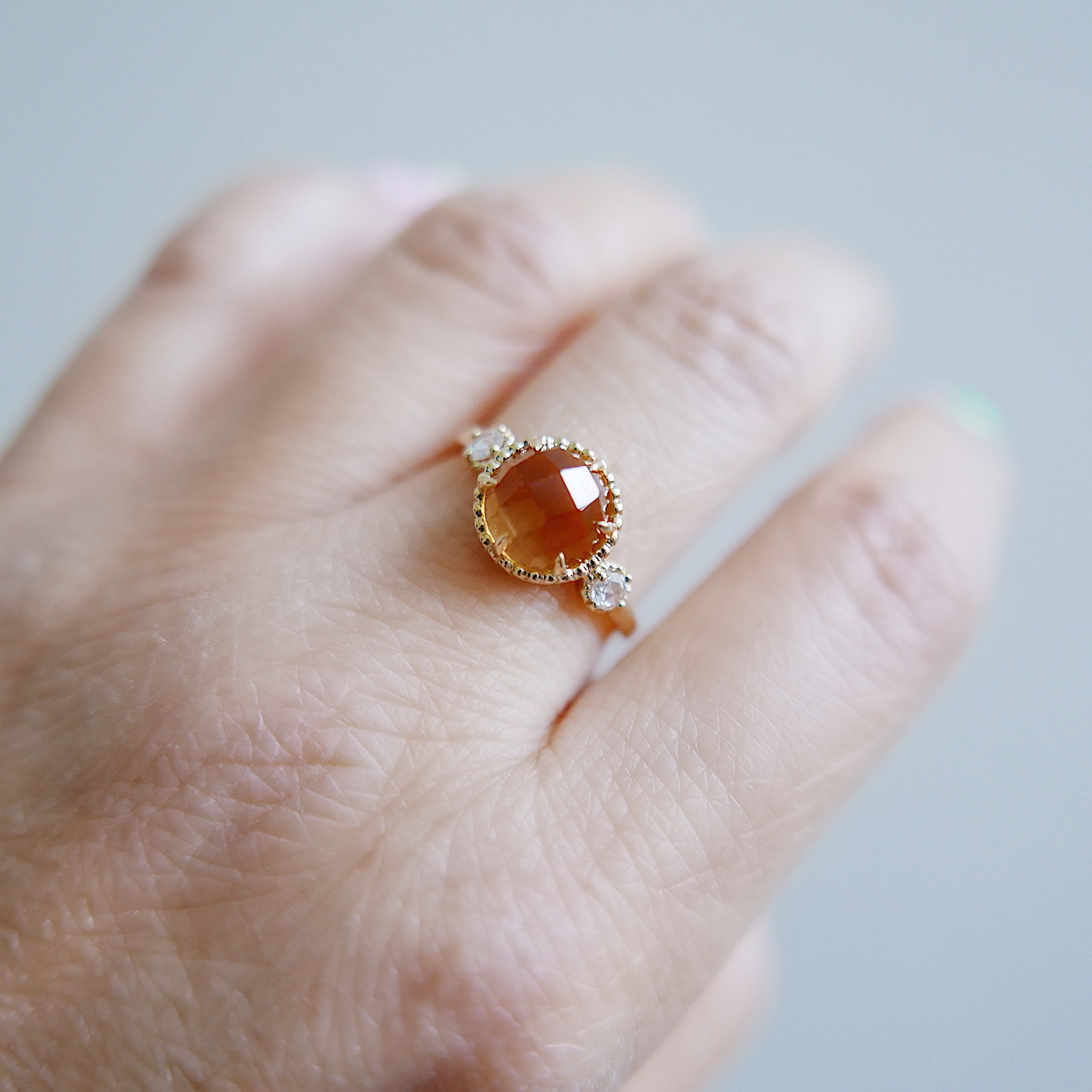 Celeste Rosecut Citrine and rosecut diamond ring