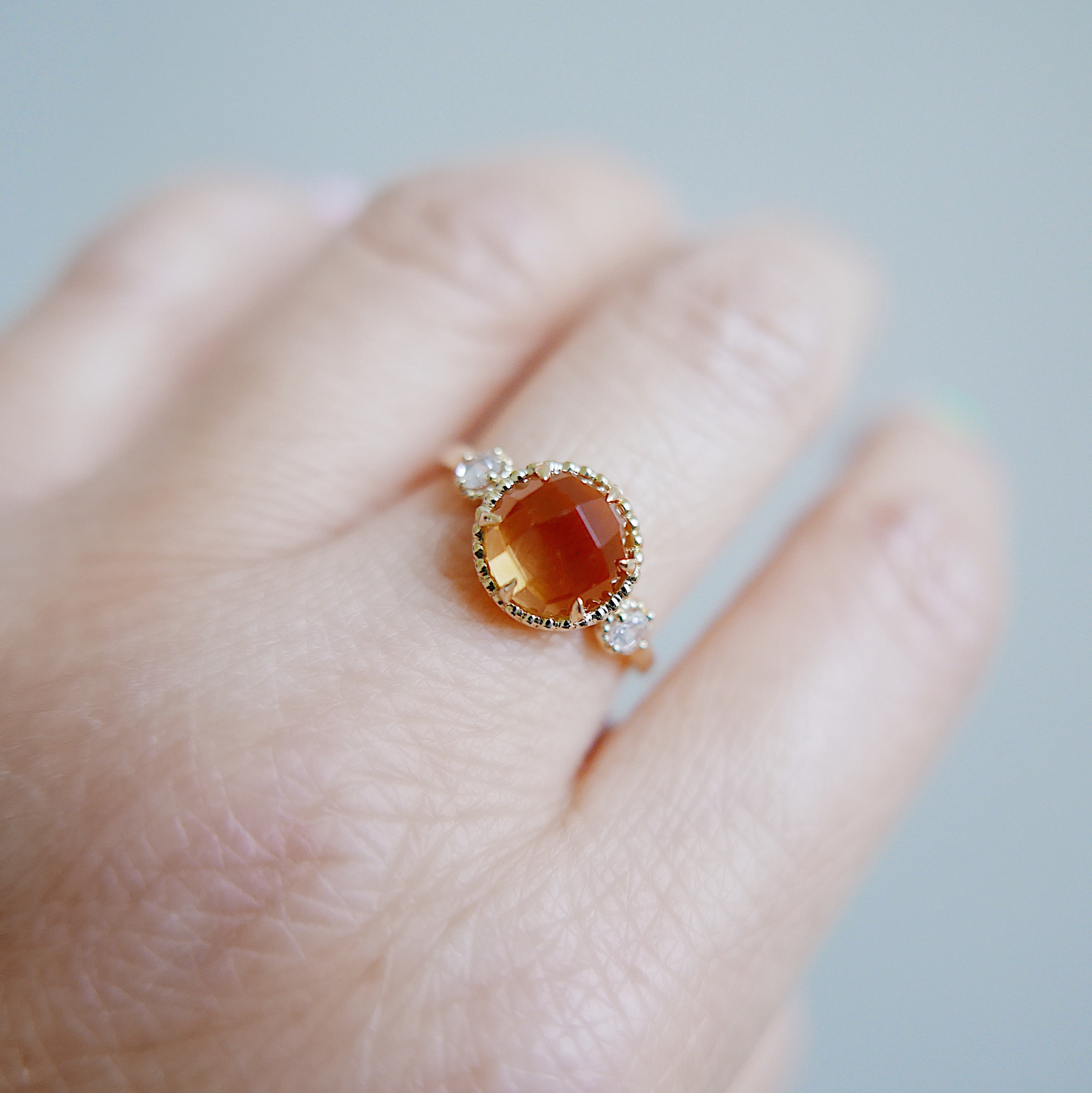 Celeste Rosecut Citrine and rosecut diamond ring