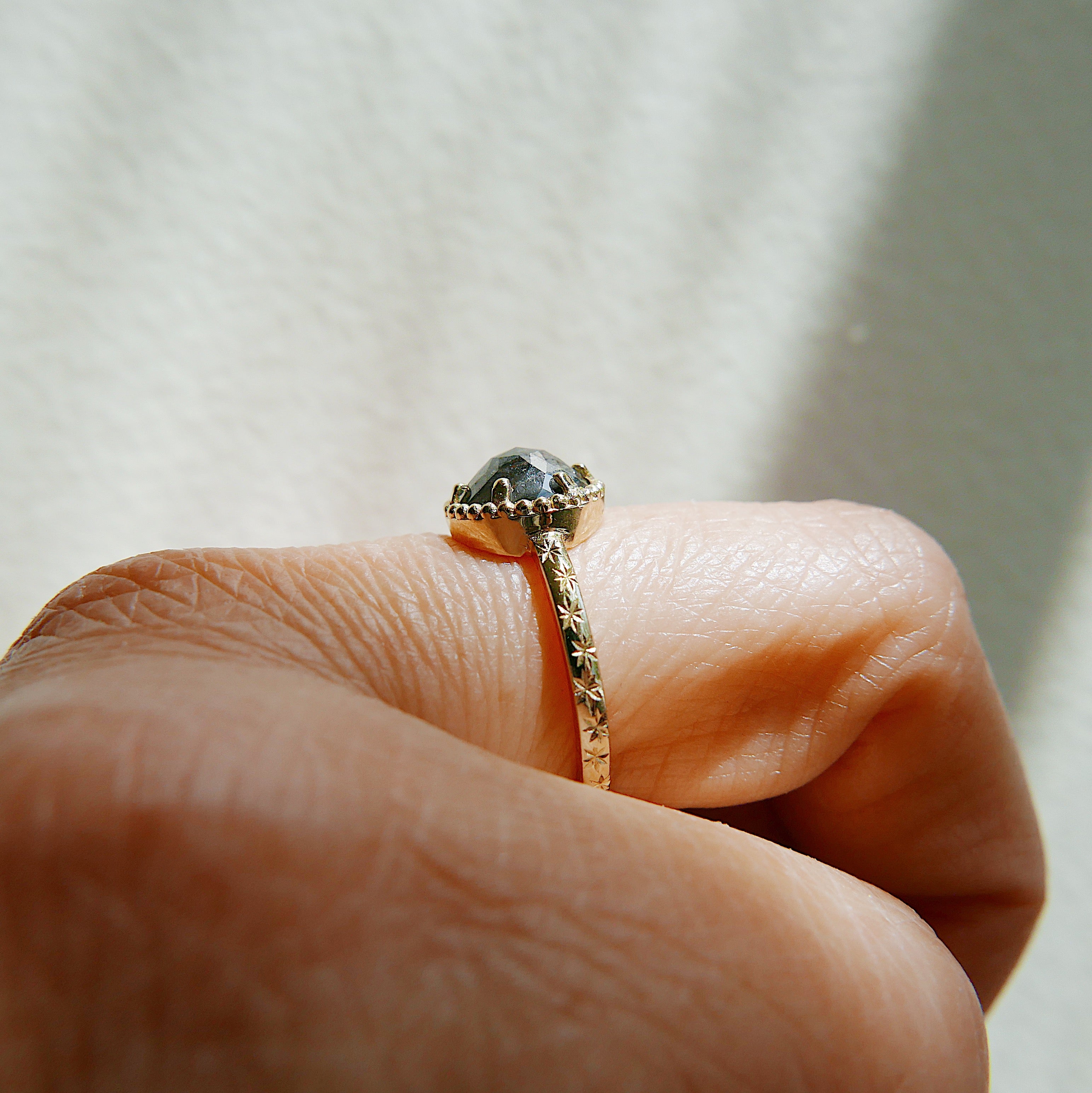 Starry Night Rustic Black One of A Kind Diamond Ring