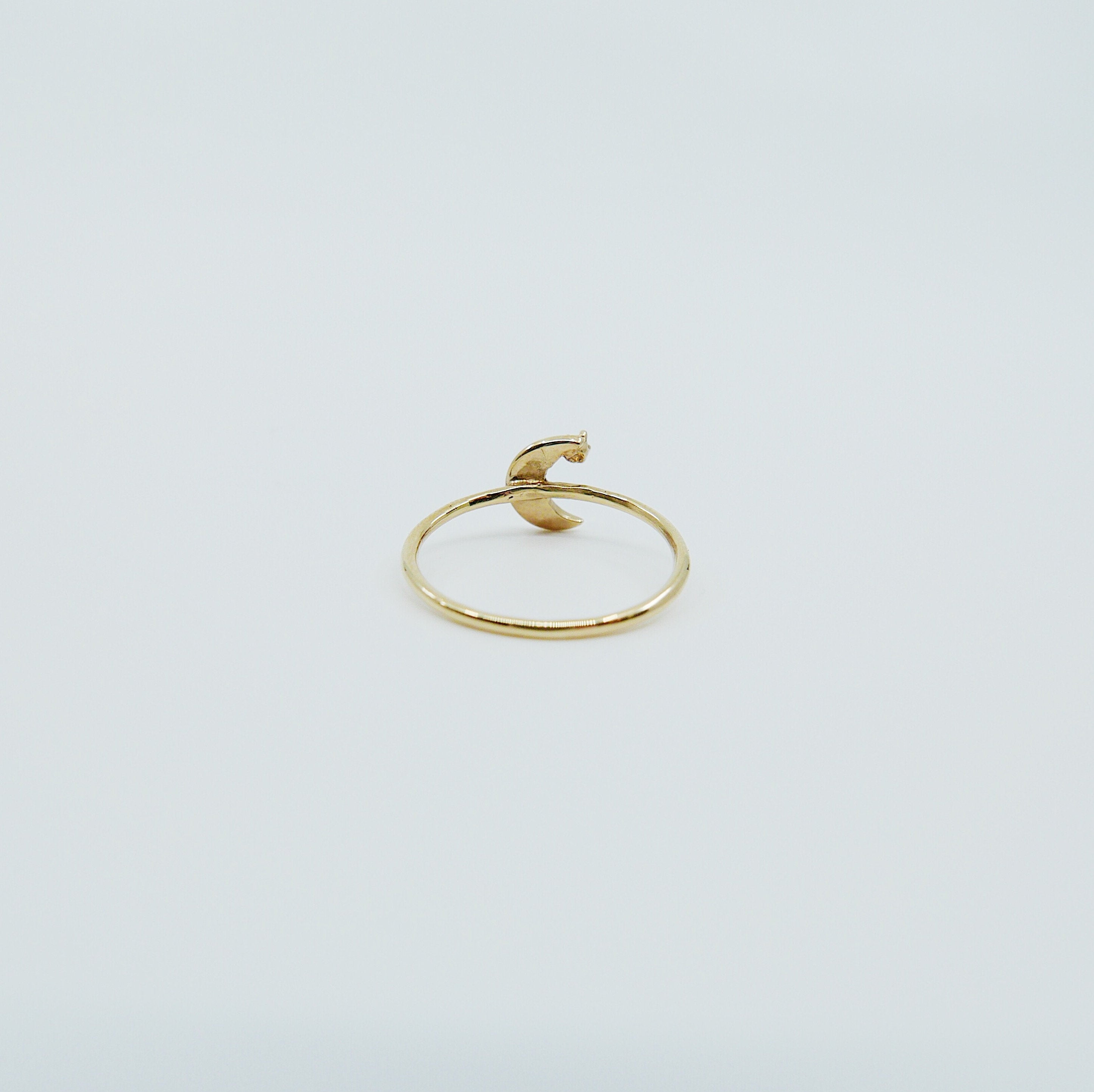 Crescent Moon ring, 14k moon and star ring, moon and diamond ring, crescent ring, 14k gold crescent moon ring, diamond ring