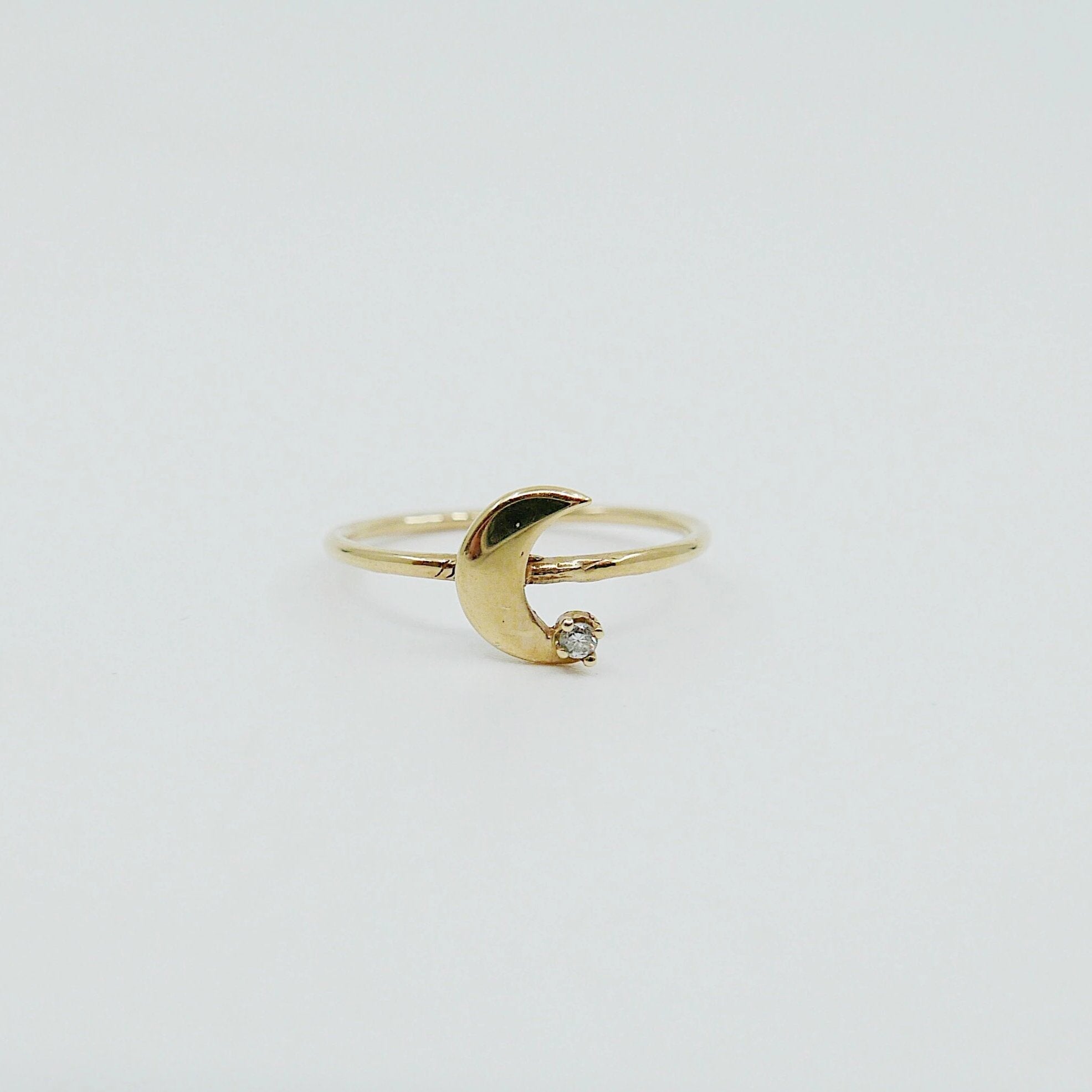 Crescent Moon ring, 14k moon and star ring, moon and diamond ring, crescent ring, 14k gold crescent moon ring, diamond ring