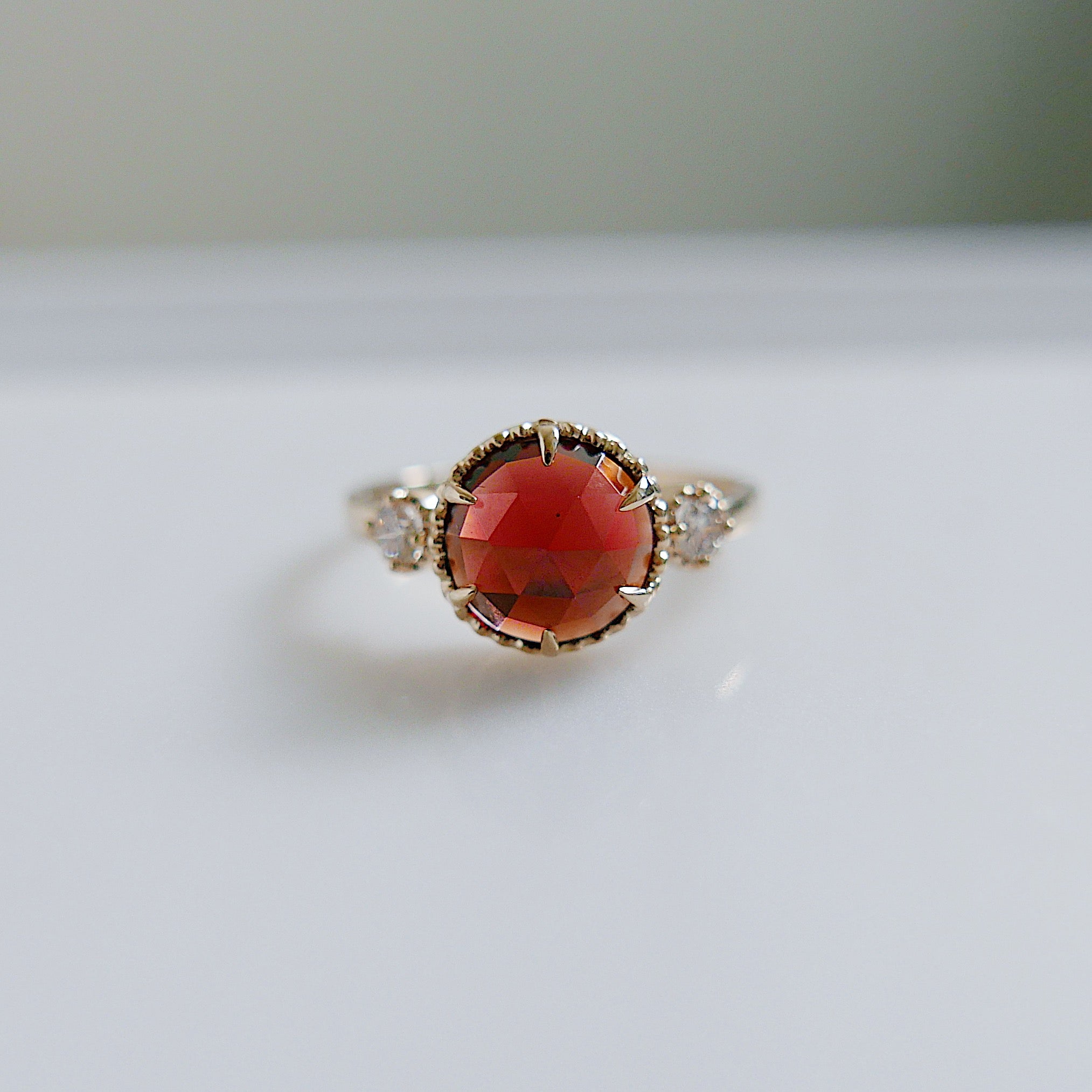 Celeste Rosecut Garnet and Diamond Ring