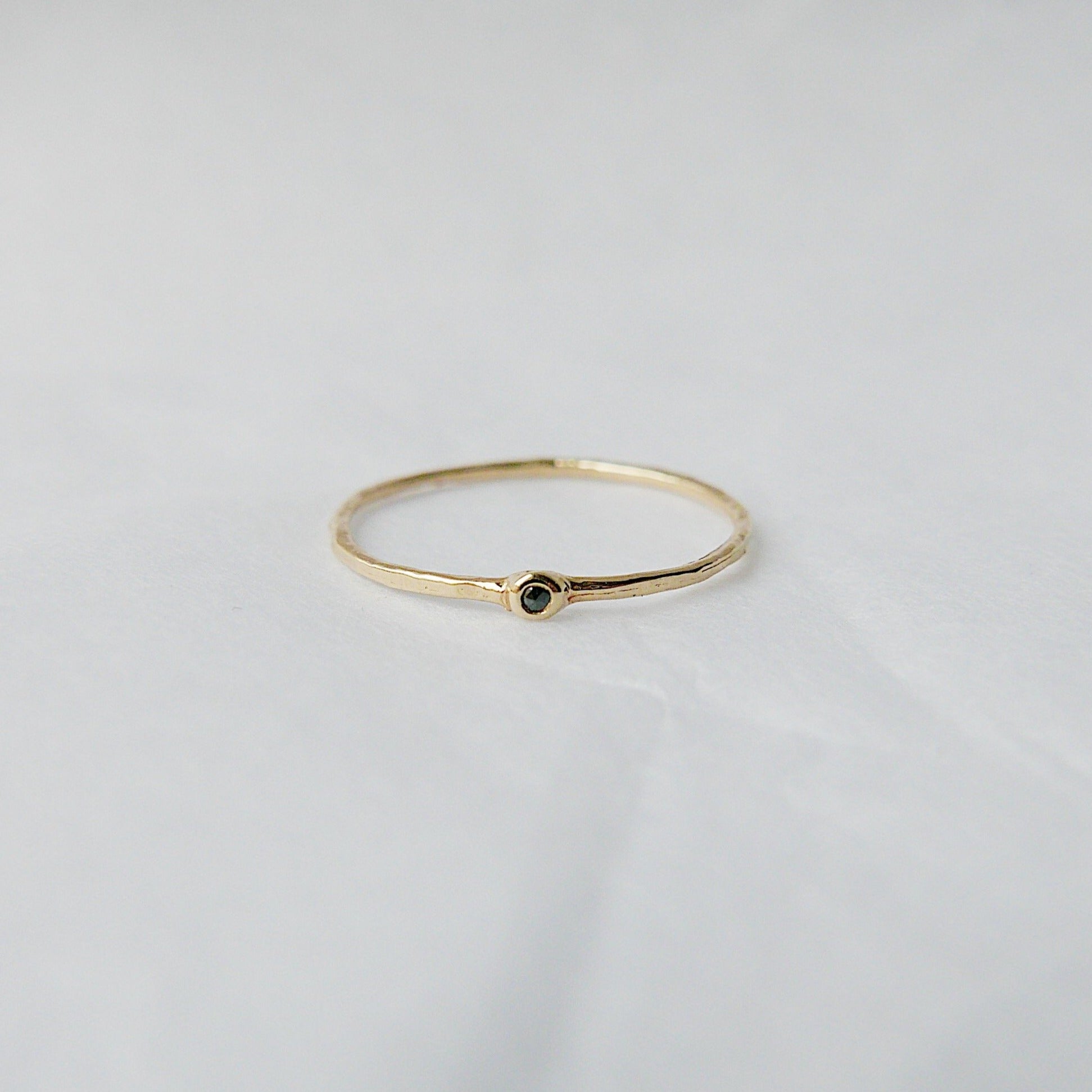 Beautymark ring, 14k Diamond Ring, Mini rosecut black diamond Ring, Thin Band, mini solitaire, Stacking Rings, 14k Gold Band, Wedding Band,