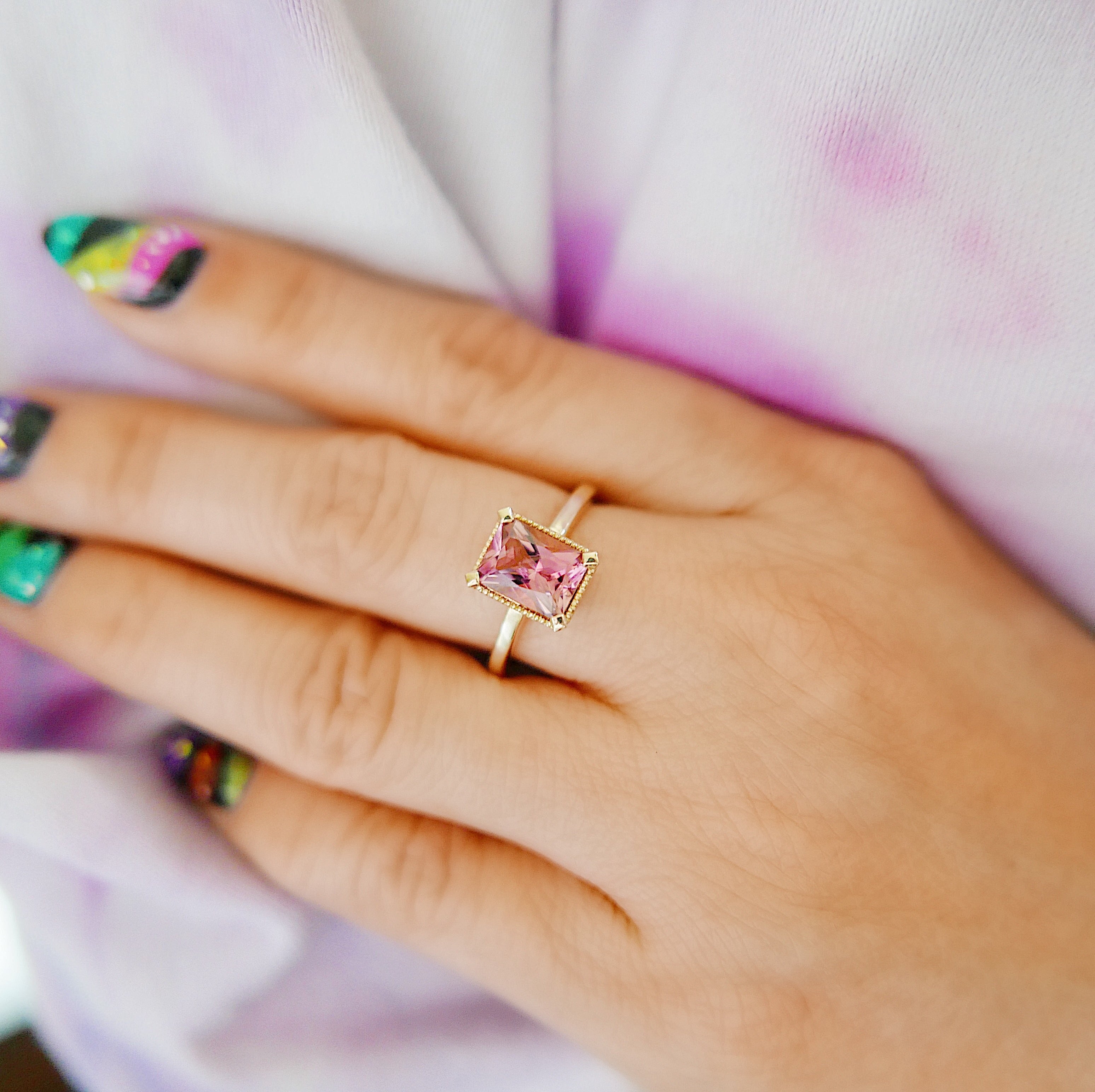 Carolina Tourmaline Ring, Pink tourmaline ring, tourmaline ring, pink wedding ring, statement pink engagement ring