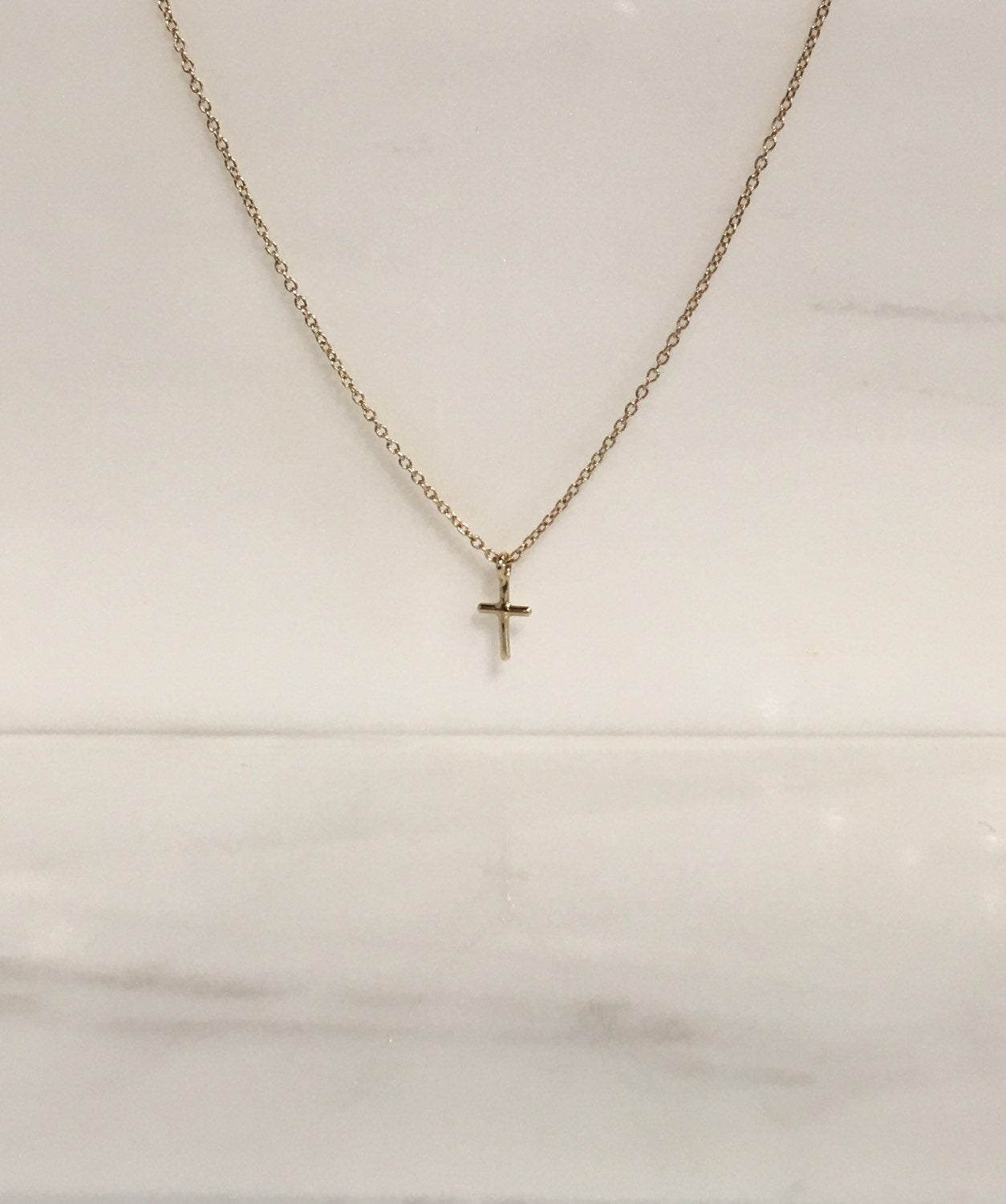 Mini Cross Necklace, 14k Gold Crucifix necklace, Small 14k cross necklace, Gold cross, Baptism necklace, Dainty gold cross necklace