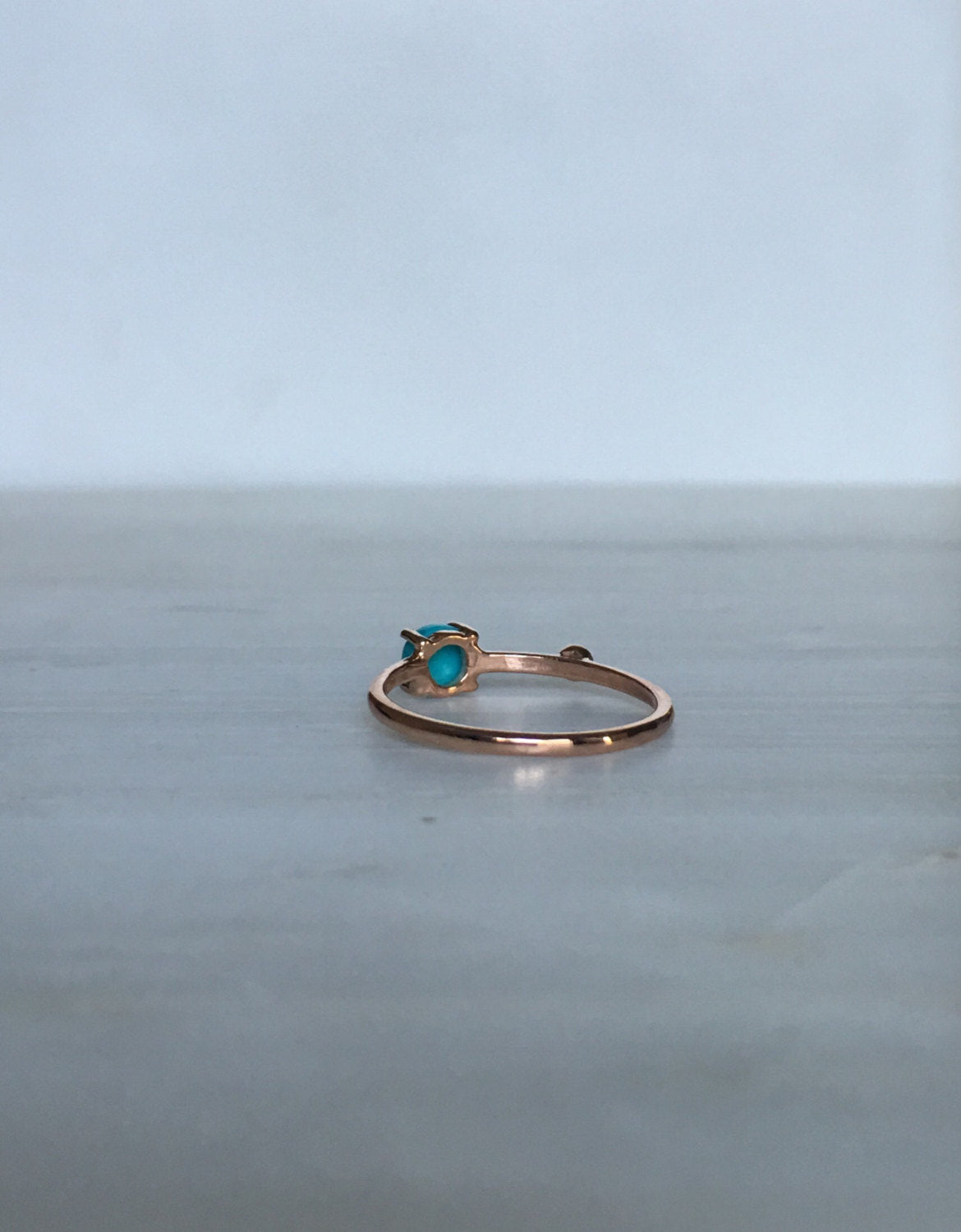 Turquoise Duet Ring (Medium), turquoise  and diamond ring, turquoise ring, stacking ring, turquoise band, promise ring, gold turquoise ring