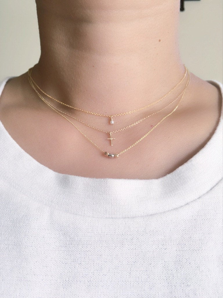 Mini wisdom necklace, mini pearl necklace, pearl solitaire necklace, small pearl necklace, dainty pearl necklace