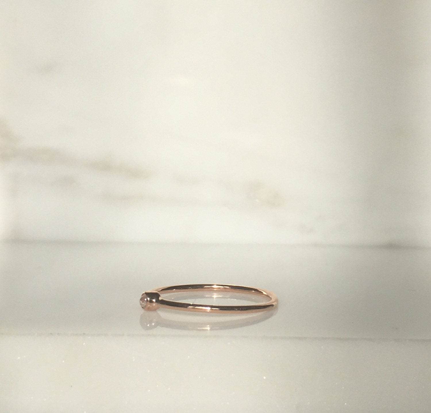 Mini moonstone ring, moonstone solitaire ring, 14k moonstone stackable ring, small round moonstone ring, mini moonstone bezel ring