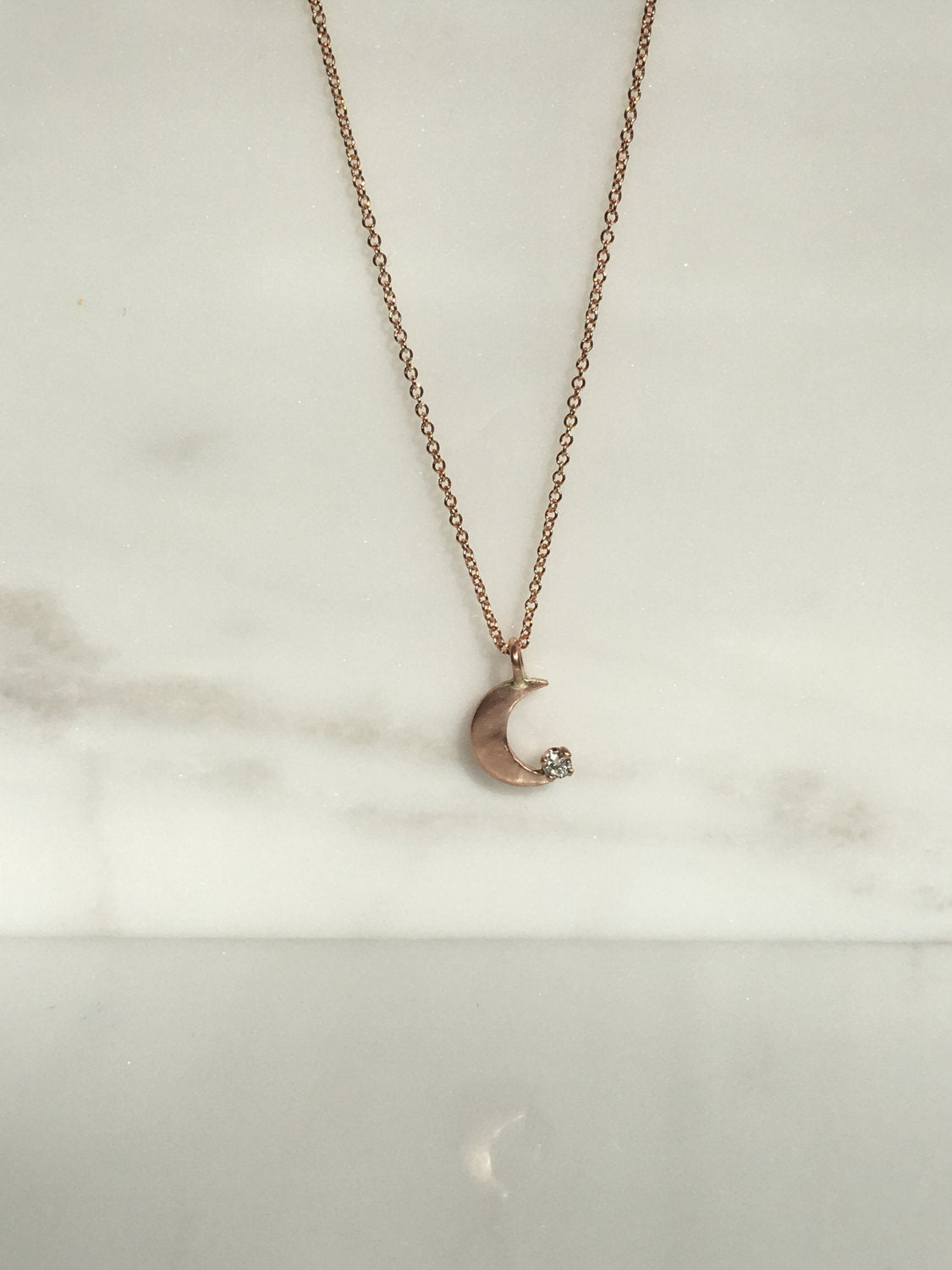 Crescent with Diamond necklace, small moon Necklace, Diamond Moon Necklace, Diamond Moon, Moon Necklace, Crescent necklace