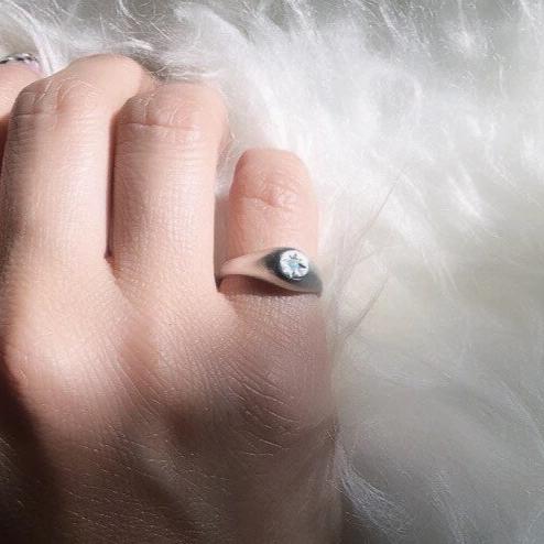 Dome Signet silver pinky ring, sterling silver signet ring, signet ring, pinky ring, opal pinky ring, silver turquoise signet ring