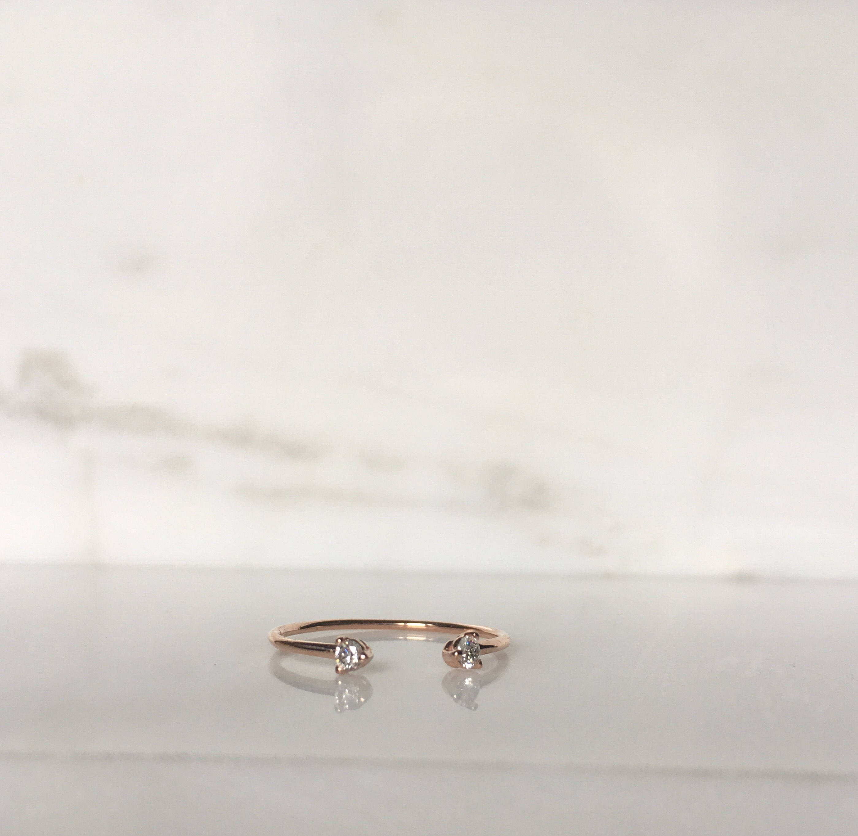 Mini diamond cuff Ring, open diamond Stacking ring, Simple diamond ring, diamond open band, small diamond cuff ring, dainty gold band