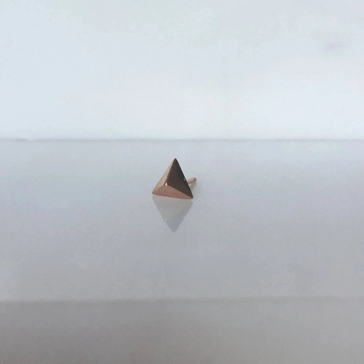 Pyramid stud earring, 14k single triangle stud, geometric gold stud, 14k modern stud, triangle earring, gold triangle stud