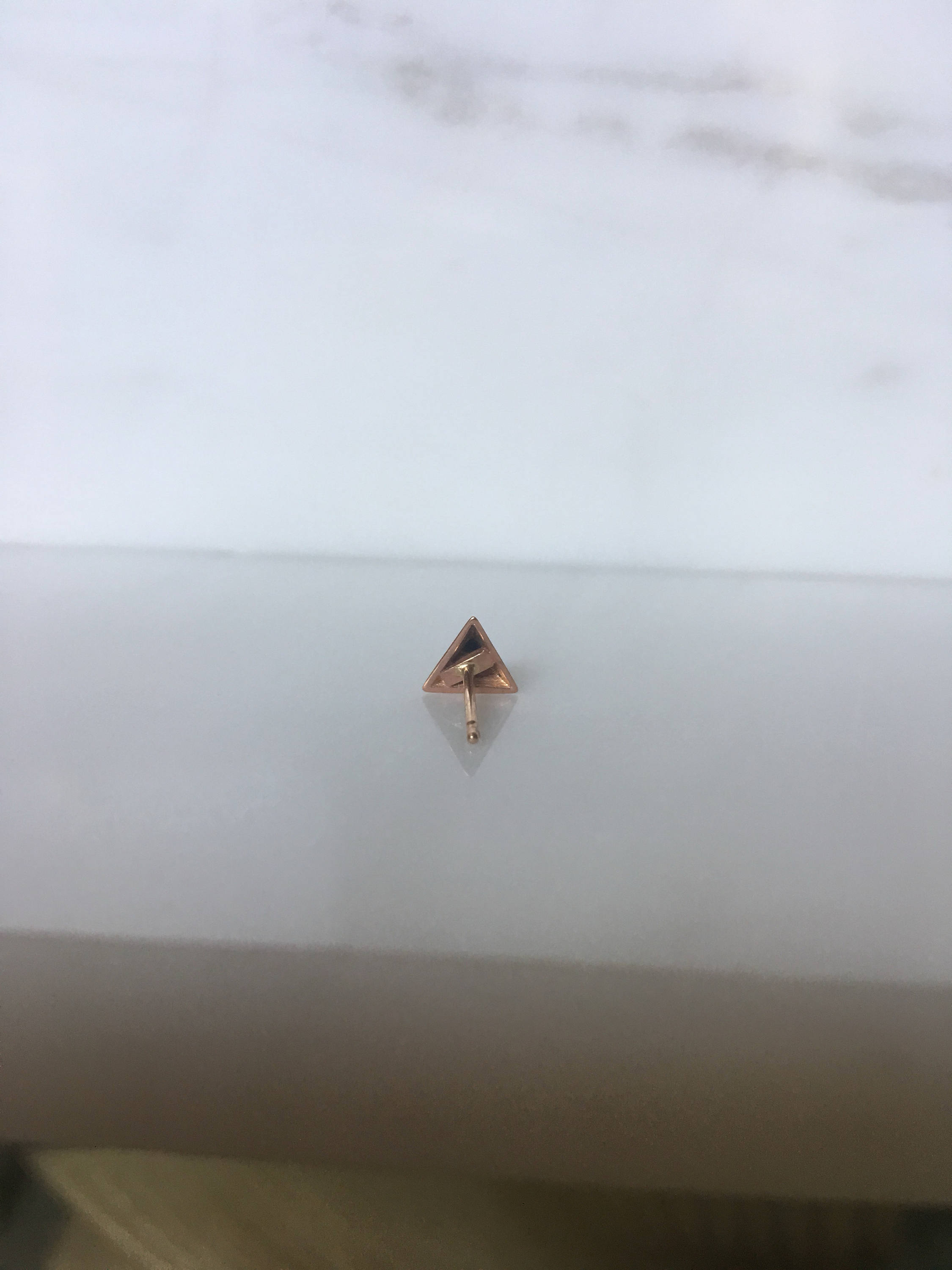 Pyramid stud earring, 14k single triangle stud, geometric gold stud, 14k modern stud, triangle earring, gold triangle stud