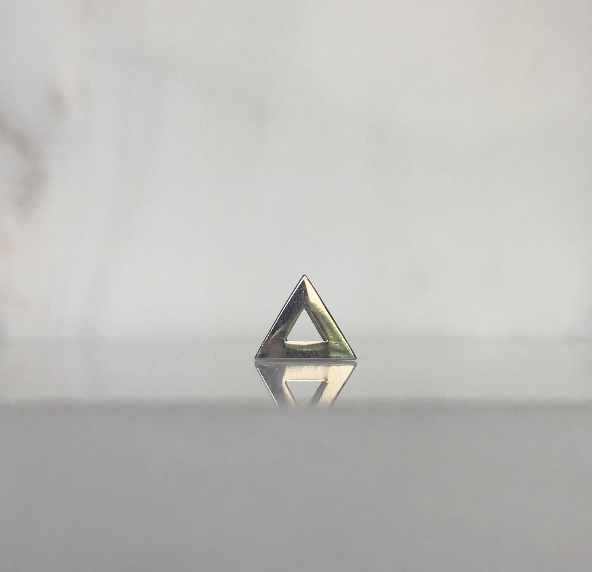 Open triangle stud earring, 14k single triangle stud, geometric gold stud, 14k modern stud, triangle earring, gold triangle stud