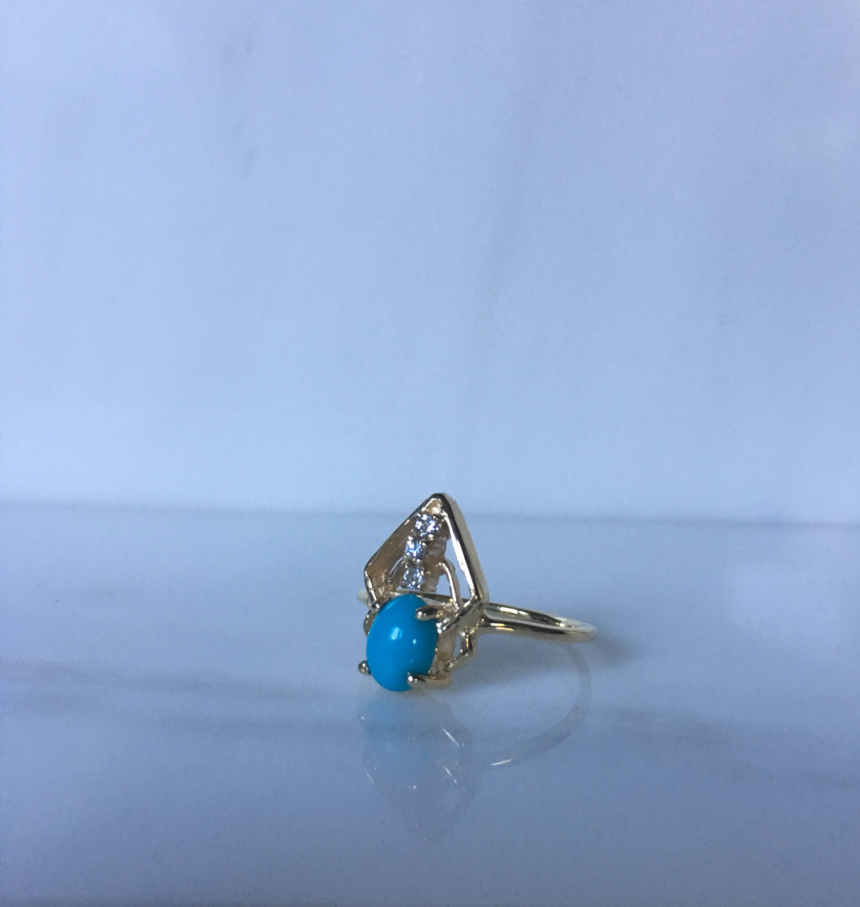 Turquoise Scarab ring, Oval turquoise diamond scarab ring, geometric turquoise ring, turquoise bug ring, 14k gold turquoise ring