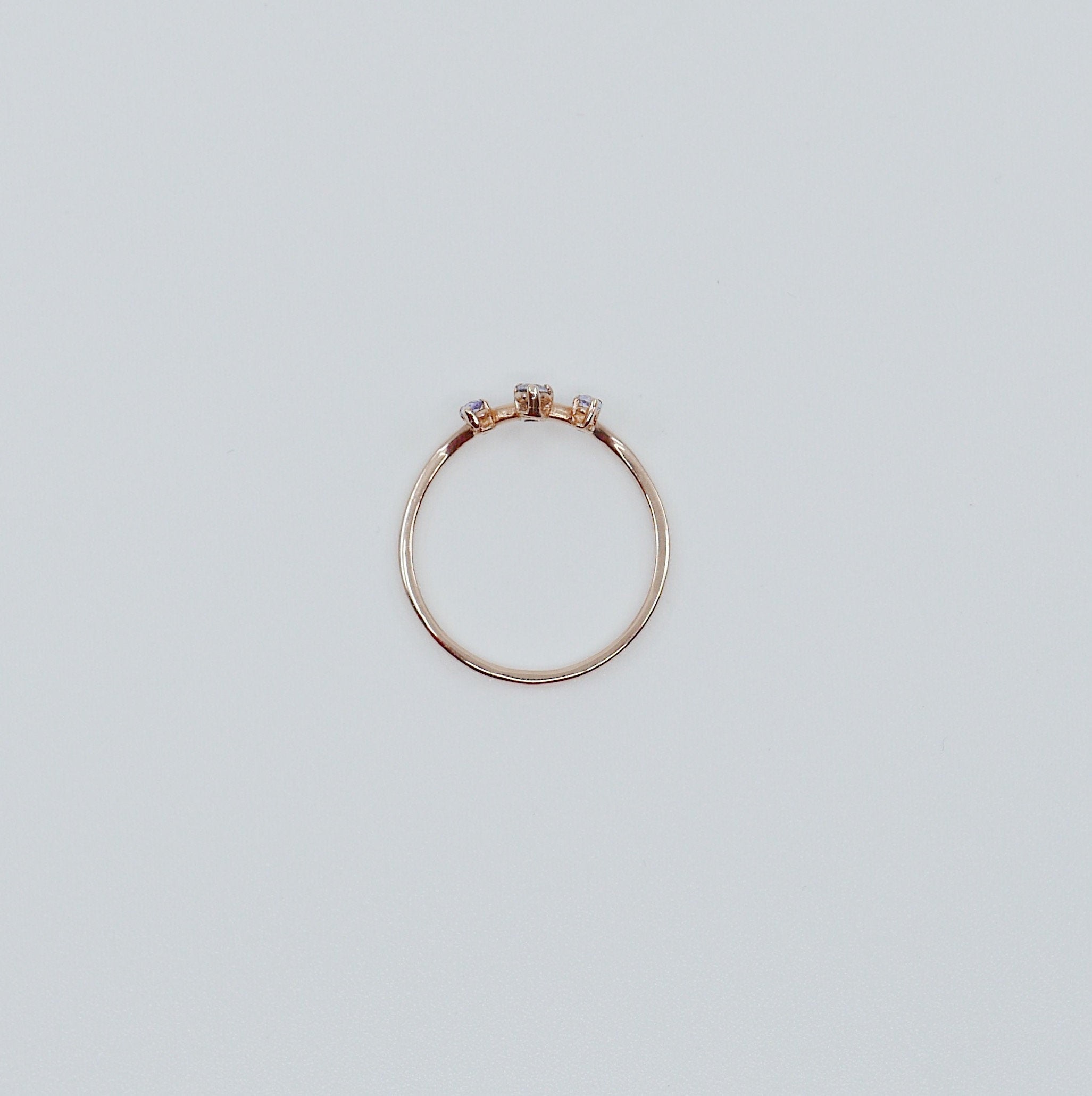 Scattered Tanzanite Nesting Ring, 14k gold arc ring, delicate dainty thin ring, thin band, stacking ring, wedding band, rose gold ring