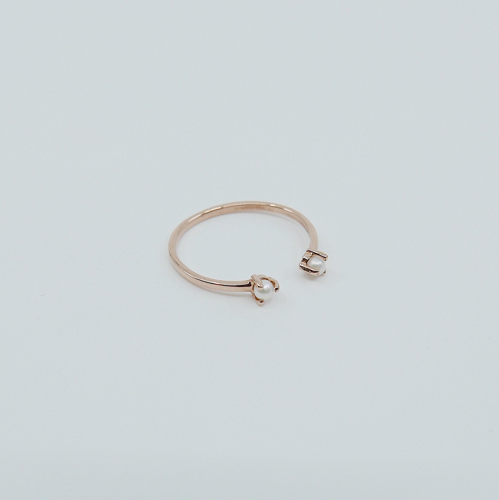 Mini Pearl cuff Ring, open Pearl Stacking ring, Simple pearl ring, Pearl open band, small pearl cuff ring, dainty gold pearl band