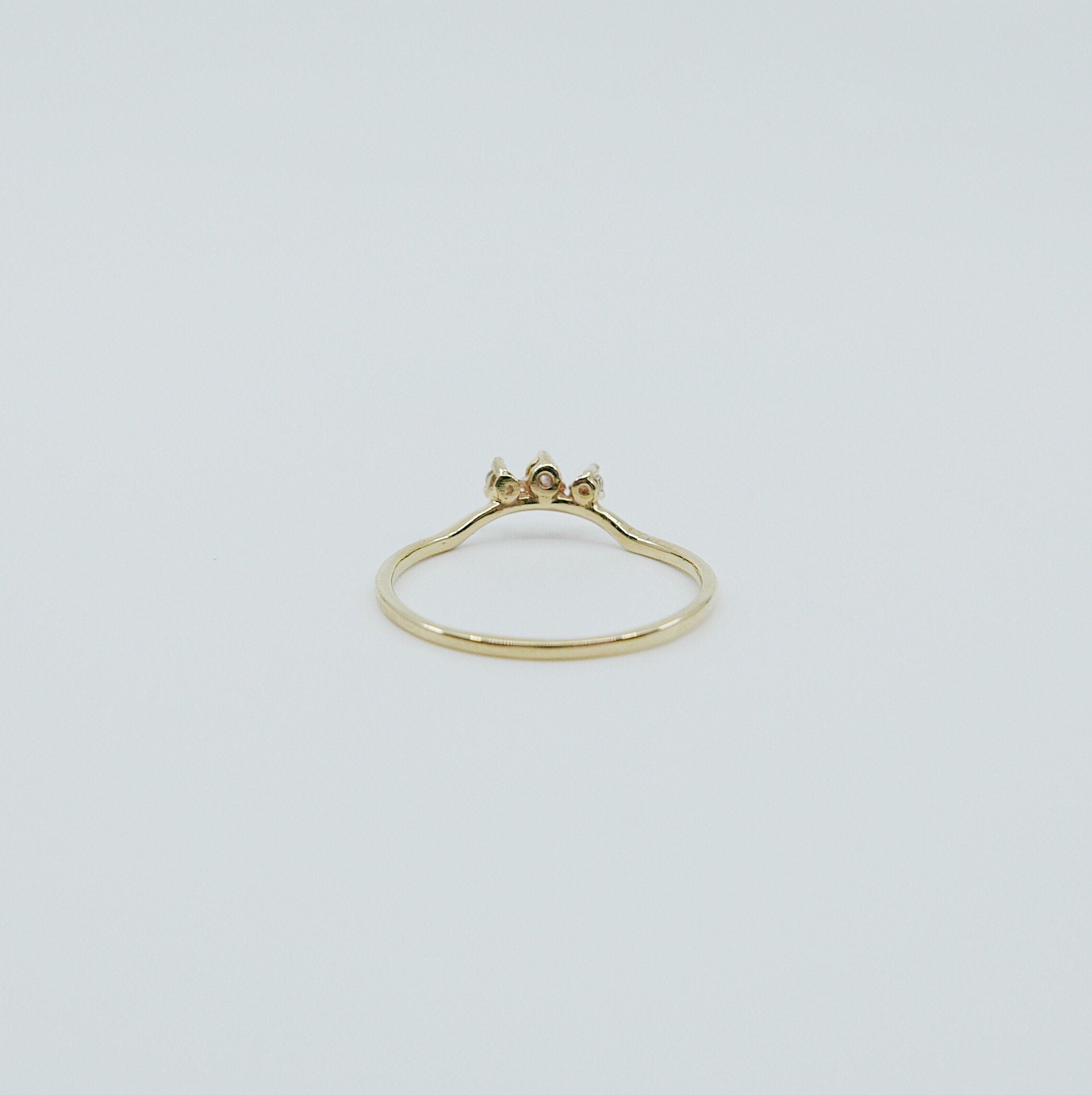 Clustered Nesting diamond band, 3 stone gold arch ring, stacking ring, diamond and wedding ring, wedding band